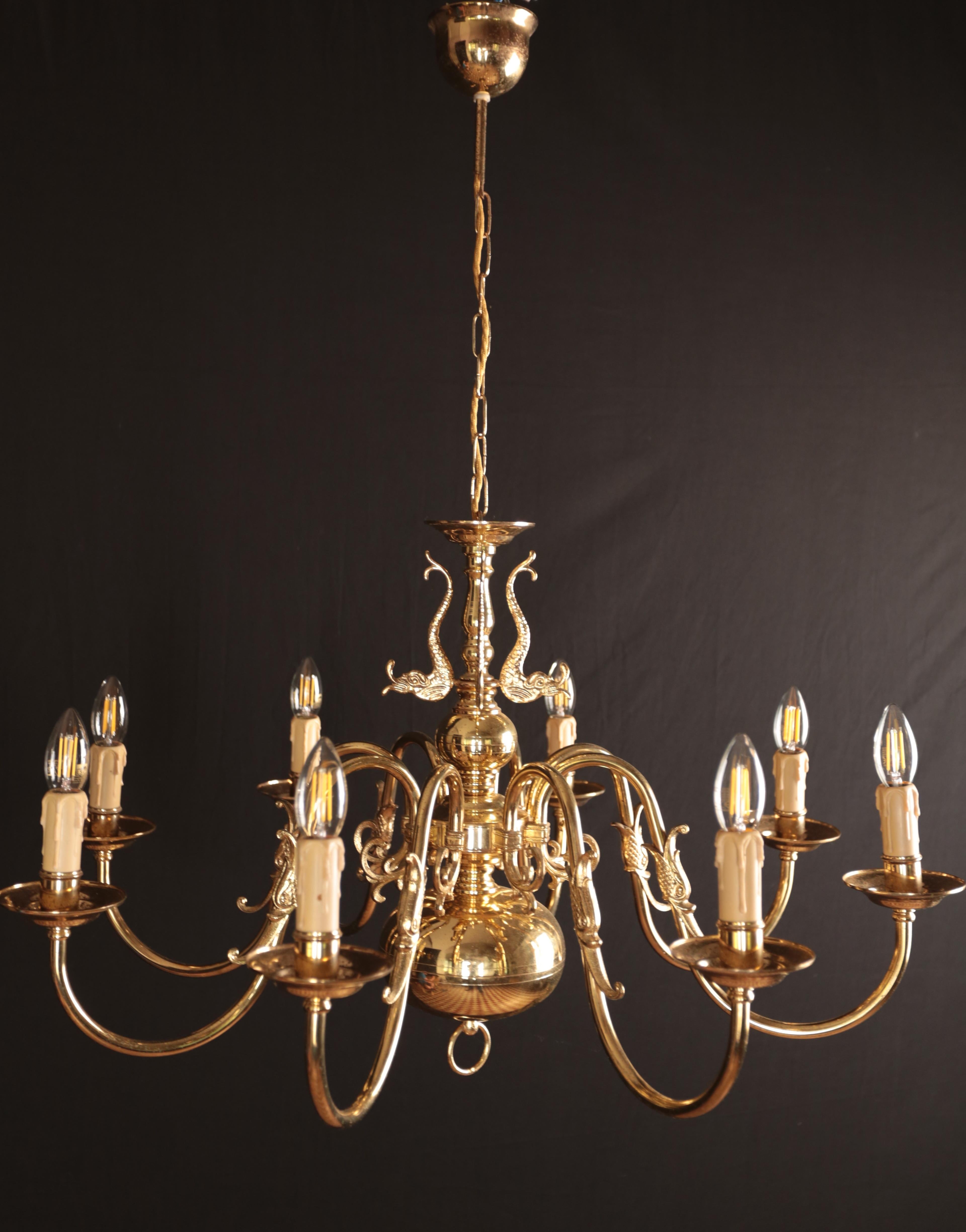 Baroque Revival Eight-armed Flemish chandelier. Functional For Sale