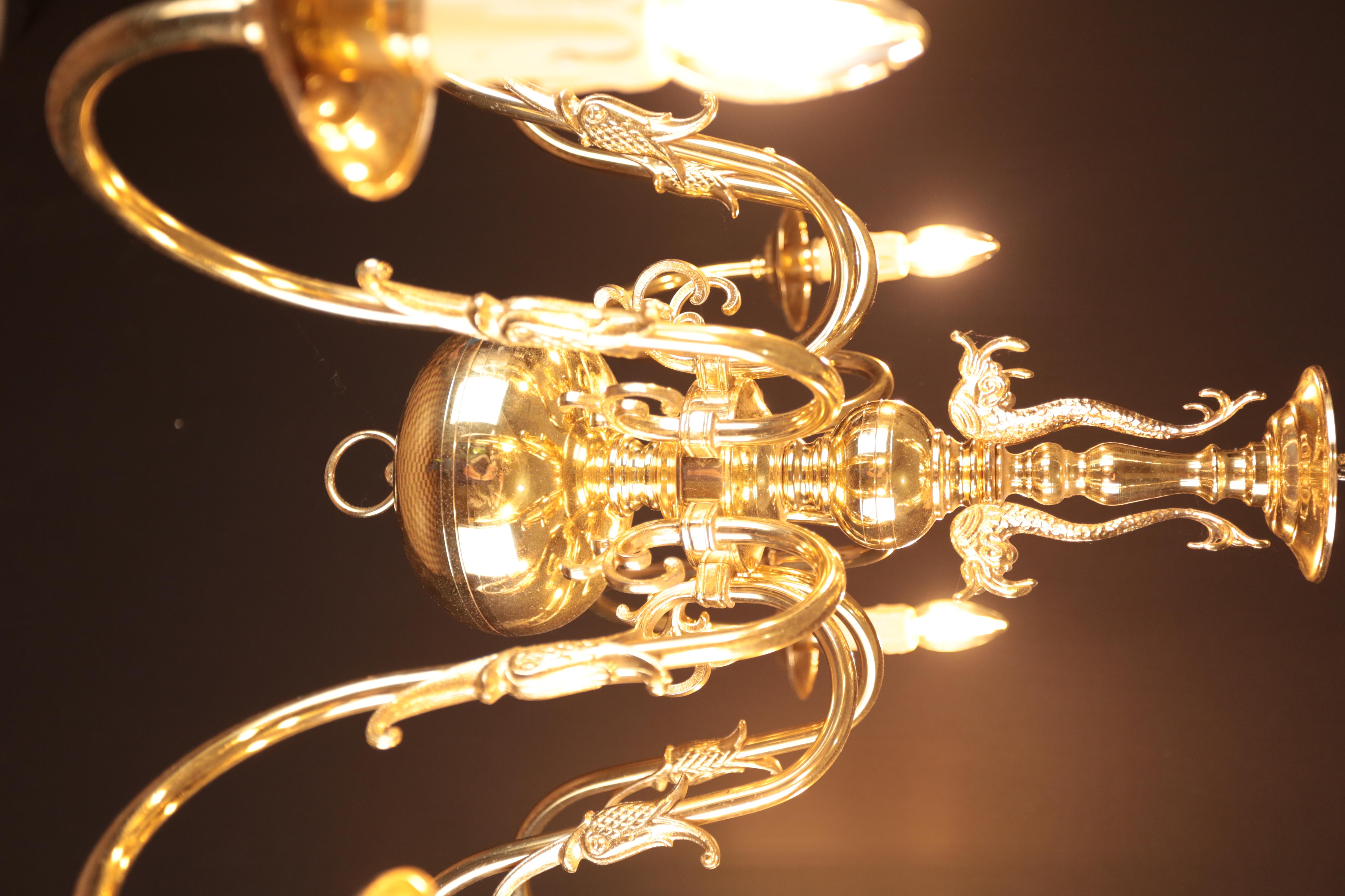 Belgian Eight-armed Flemish chandelier. Functional For Sale
