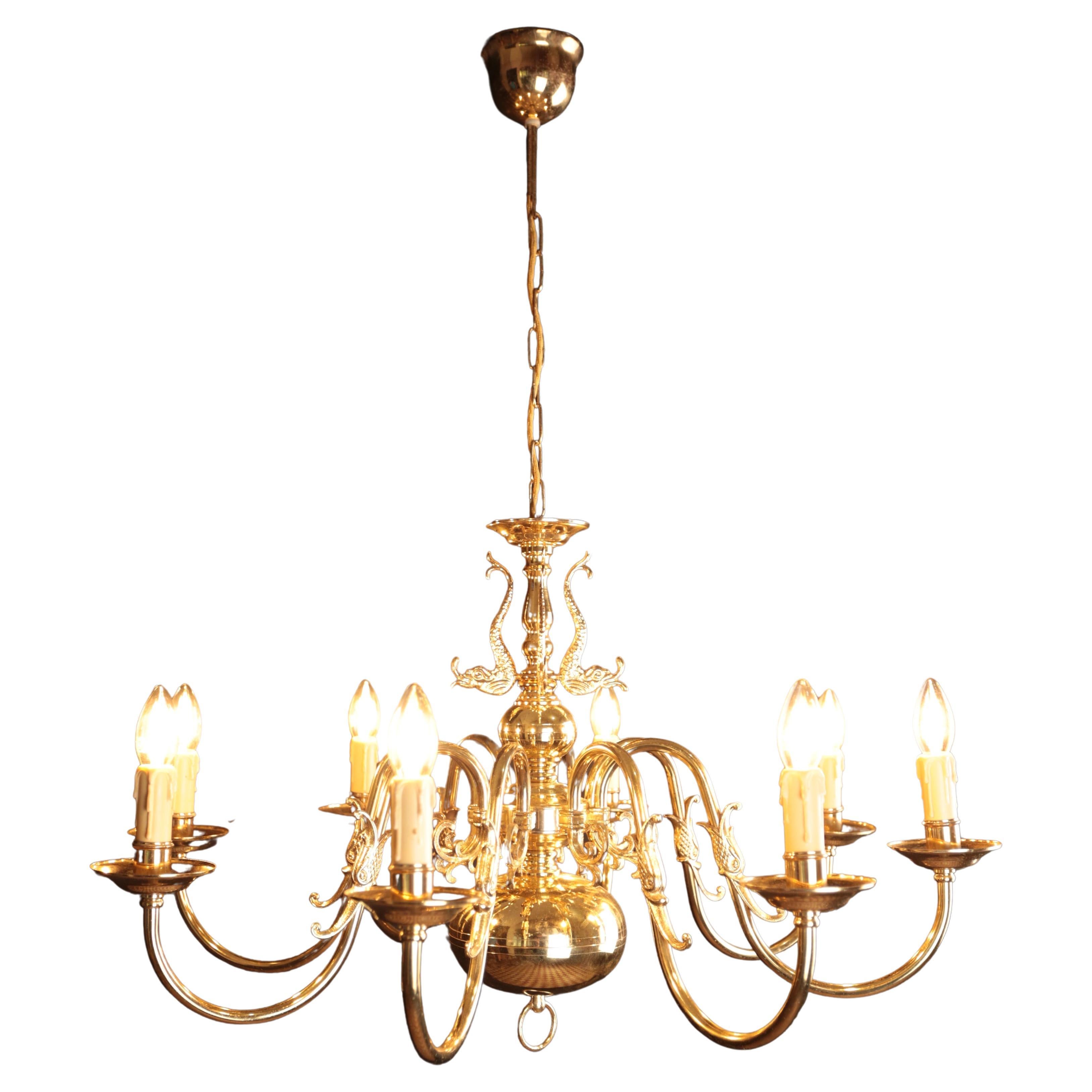 Eight-armed Flemish chandelier. Functional For Sale
