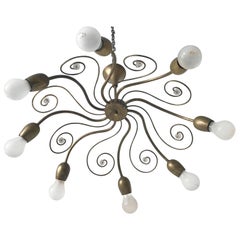 Eight-Armed Sputnik Chandelier Pendant Lamp Swirl by J.&L. Lobmeyr Vienna 1950s
