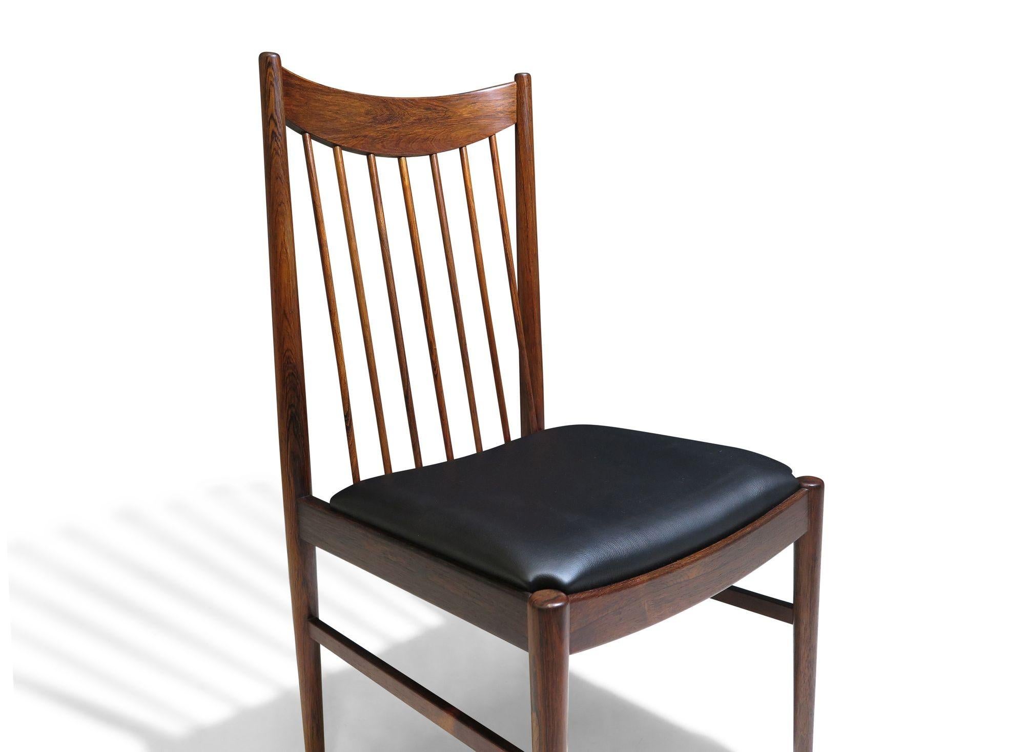 Otto Arne Vodder per Helge Sibast Schienale alto in palissandro e pelle nera in vendita 3
