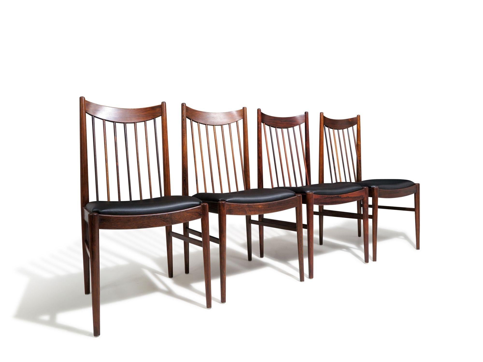 Otto Arne Vodder per Helge Sibast Schienale alto in palissandro e pelle nera in vendita 4