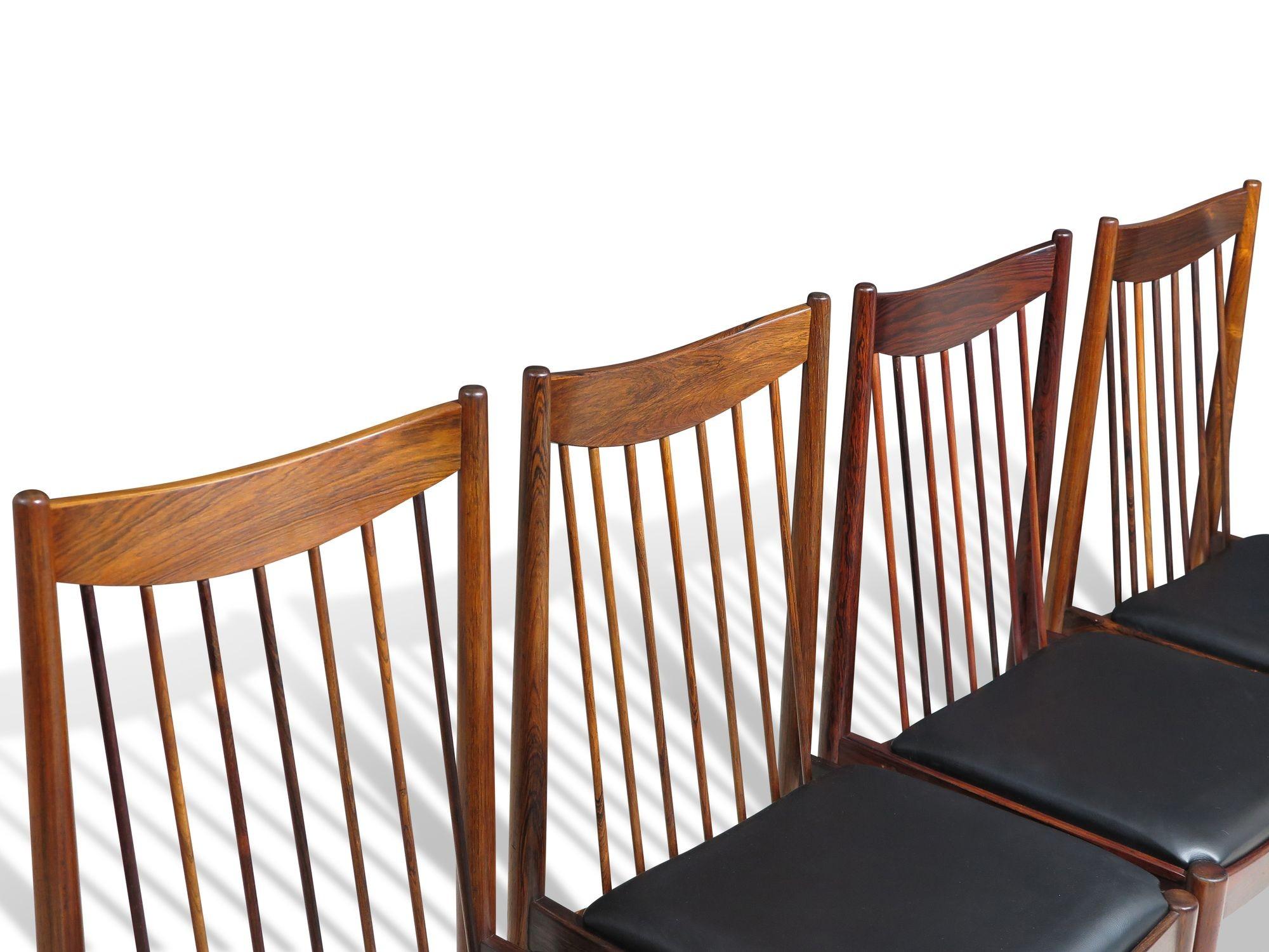 Otto Arne Vodder per Helge Sibast Schienale alto in palissandro e pelle nera in vendita 5