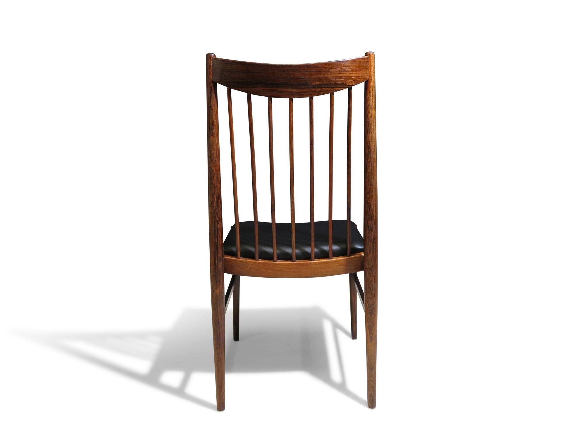 Pelle Otto Arne Vodder per Helge Sibast Schienale alto in palissandro e pelle nera in vendita