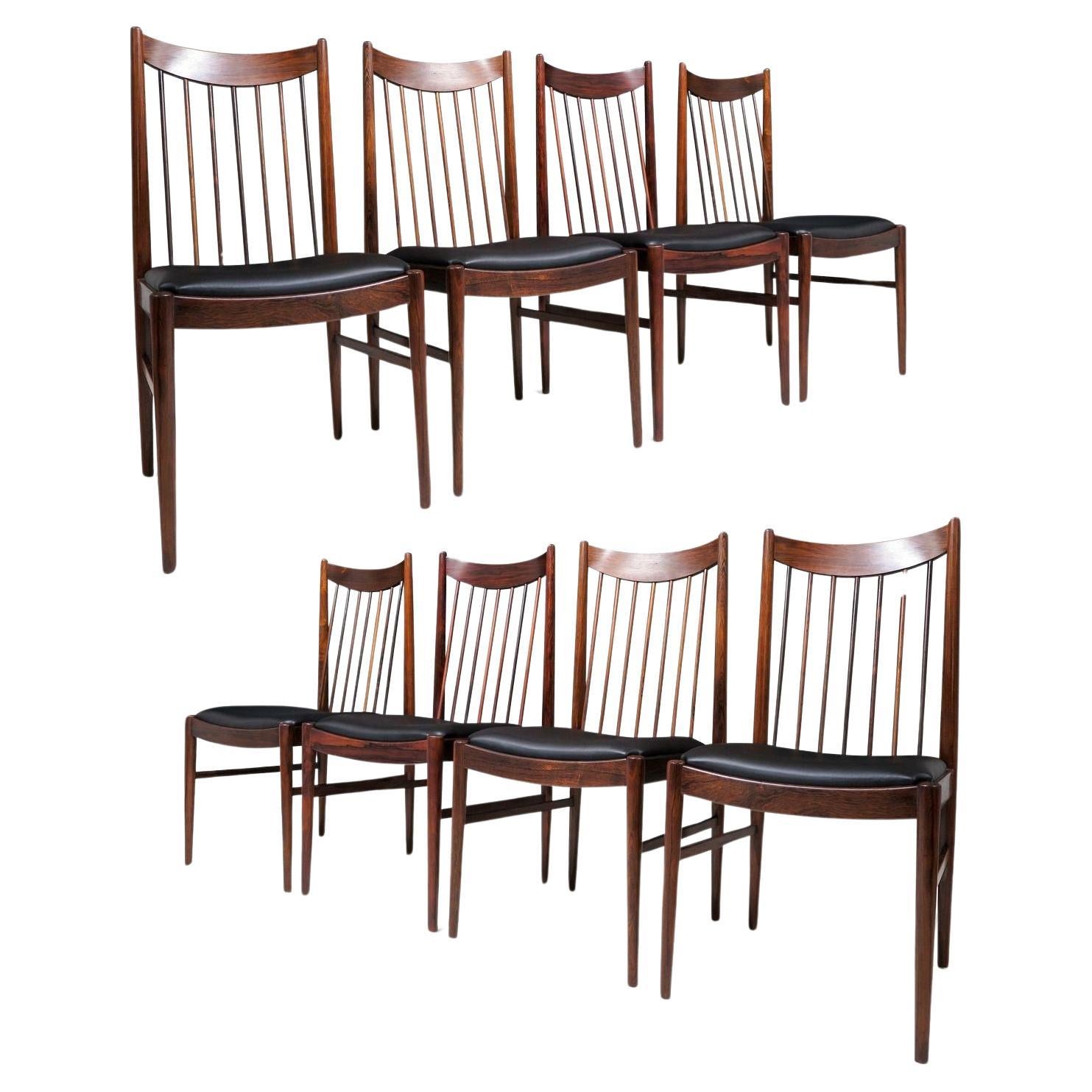 Otto Arne Vodder per Helge Sibast Schienale alto in palissandro e pelle nera in vendita