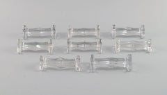 Eight Art Deco Knife Rests in Clear Art Glass, France, 1930s / 40s