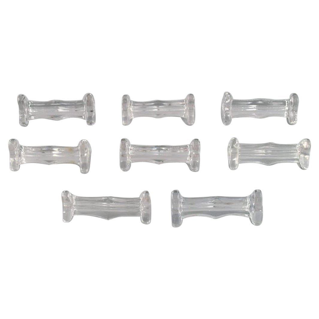 Eight Art Deco Knife Rests in Clear Art Glass, France, 1930s / 40s