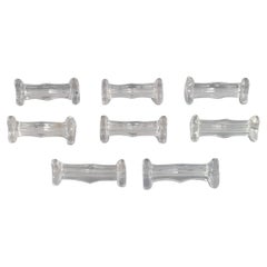 Eight Art Deco Knife Rests in Clear Art Glass, France, 1930s / 40s