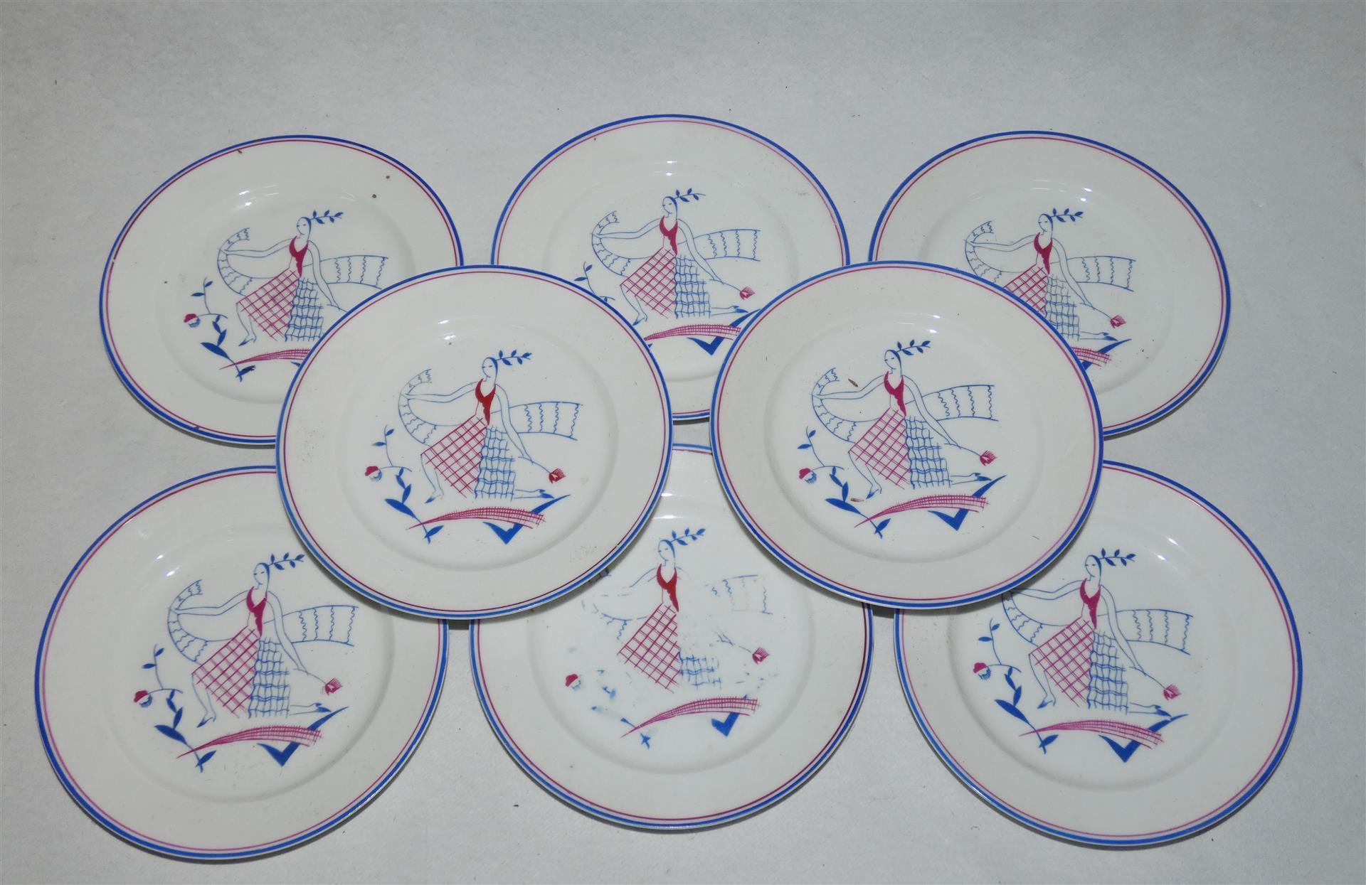 French Eight Art Deco Primavera and Limoges Plates For Sale