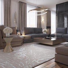 Eight Beige - Luxury Modern Hand Knotted Wool Bamboo Silk Allo Rug