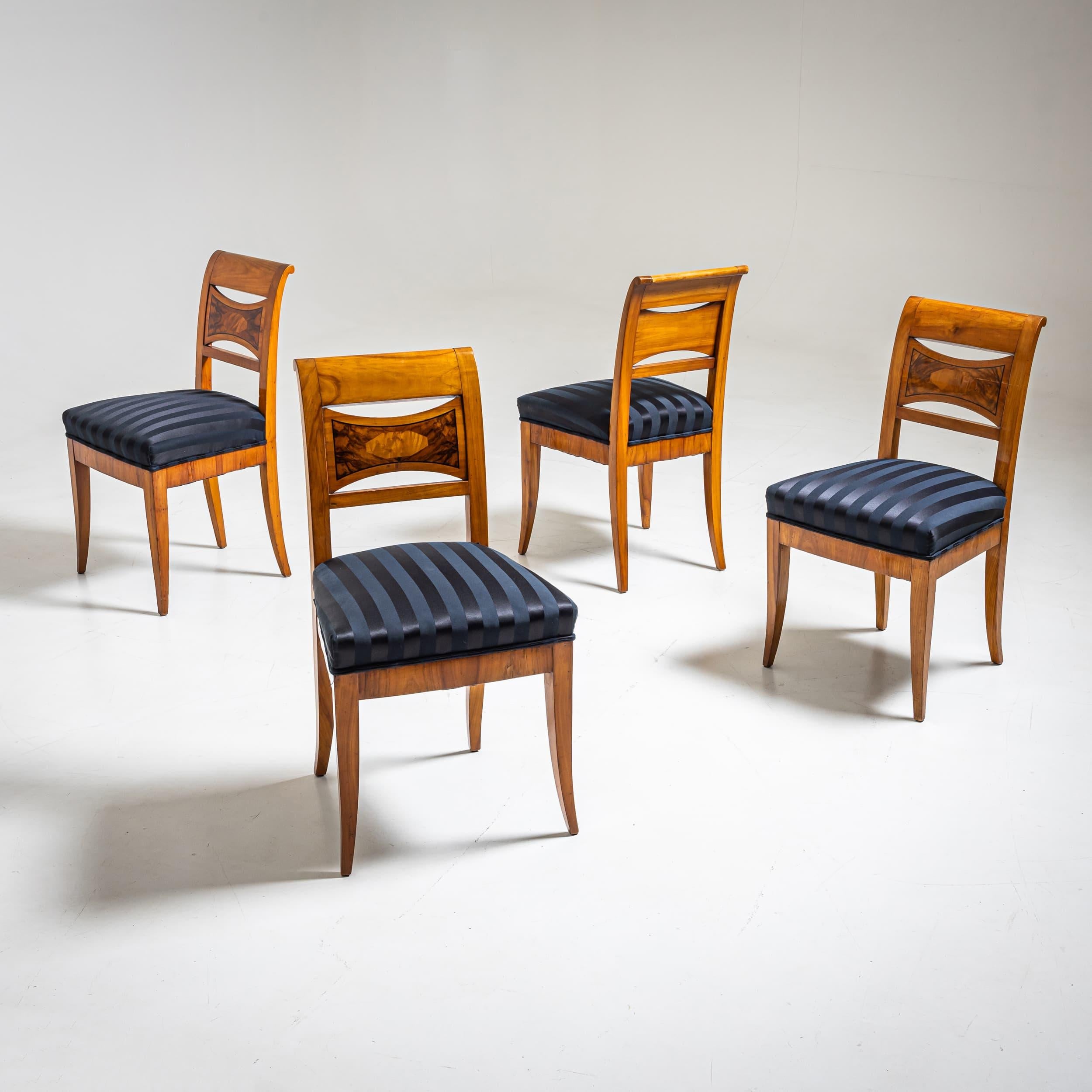 Inlay Eight Biedermeier Dining Chairs, circa 1820 For Sale