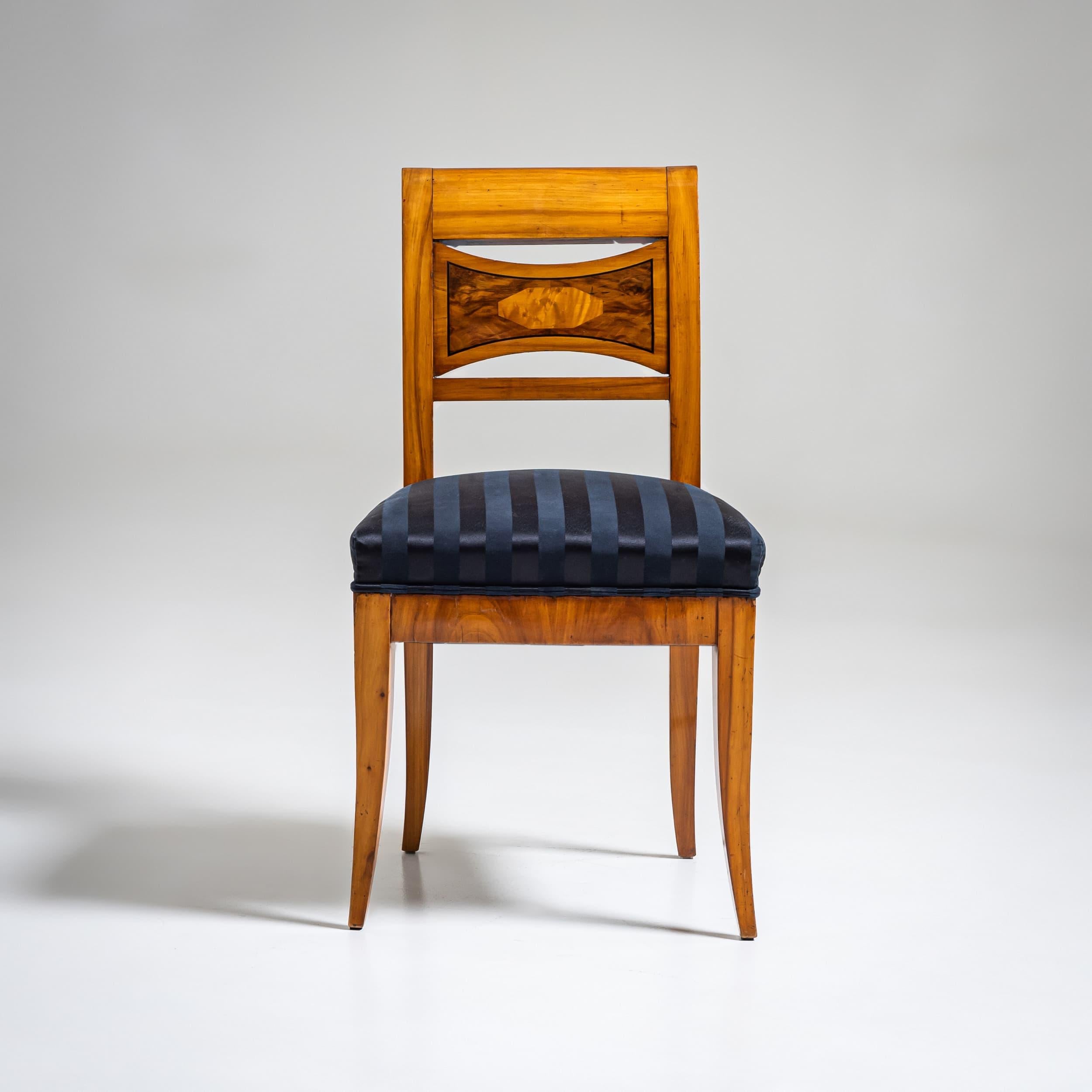 Fabric Eight Biedermeier Dining Chairs, circa 1820 For Sale