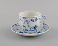 Eight Bing & Grøndahl Blue Fluted Coffee Cups with Saucers
