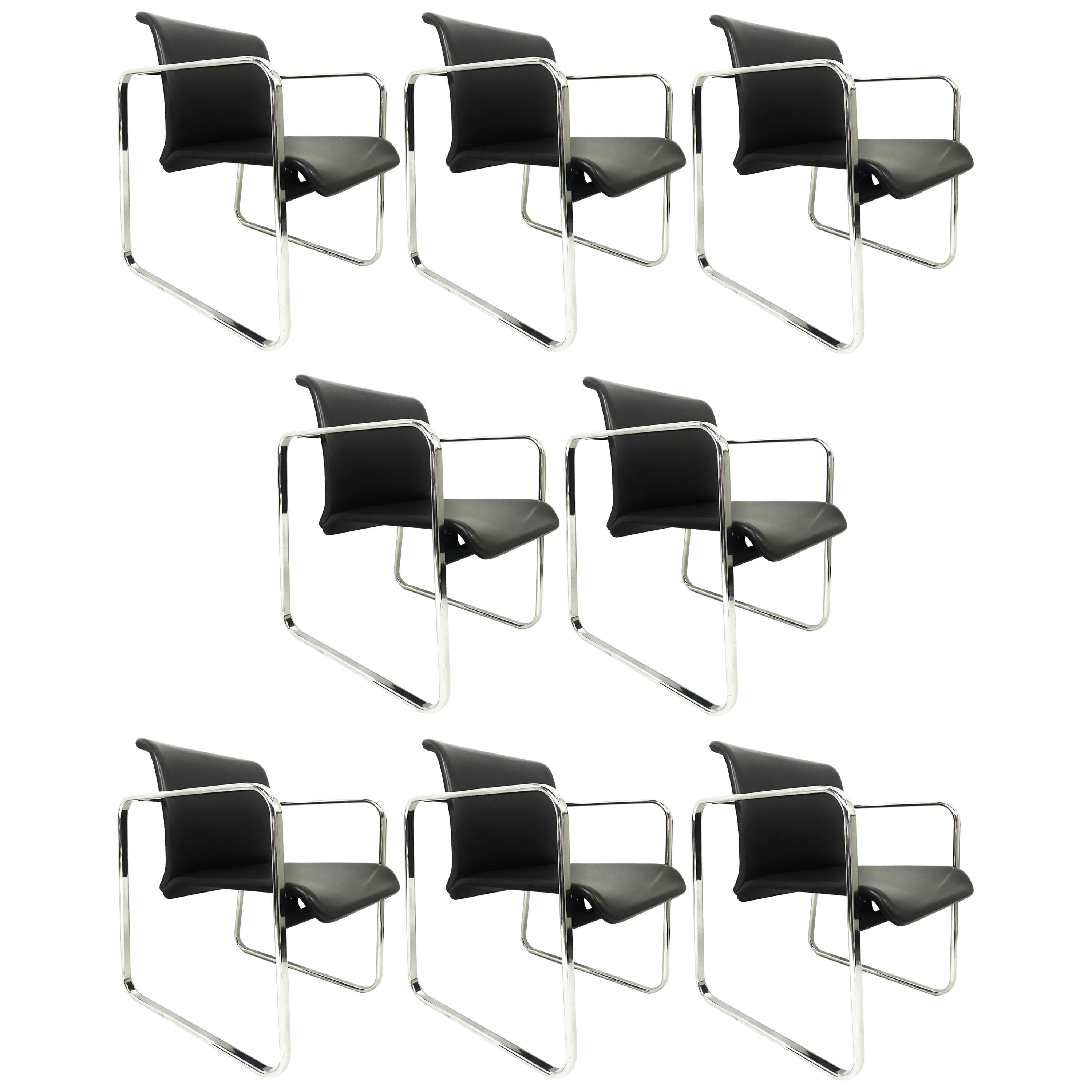 Eight Black Armchairs Designed by Peter Protzman and Alexander Girard for Herman