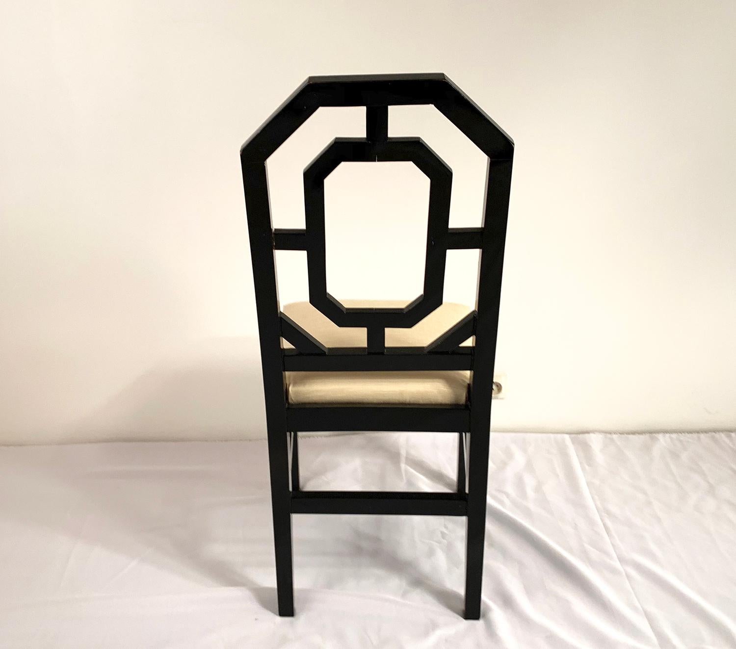 French Eight Black Lacquered Chairs For Sale
