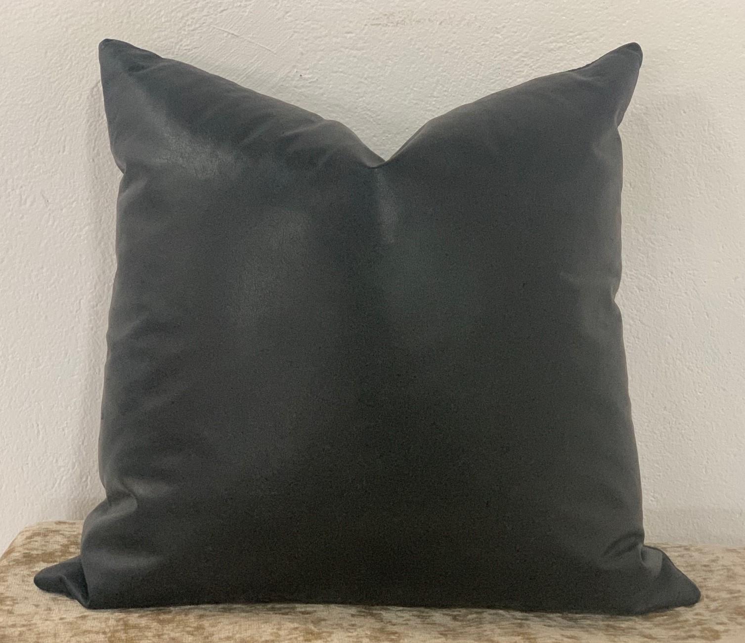 Seven, black leather down pillows by Joe D'urso for Knoll International.  Only seven left.  Priced by the each.