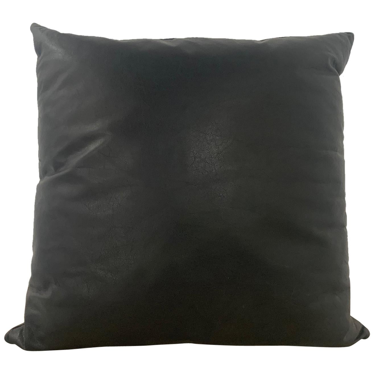 Seven Black Leather Down Pillows by Joe D'Urso for Knoll International For Sale