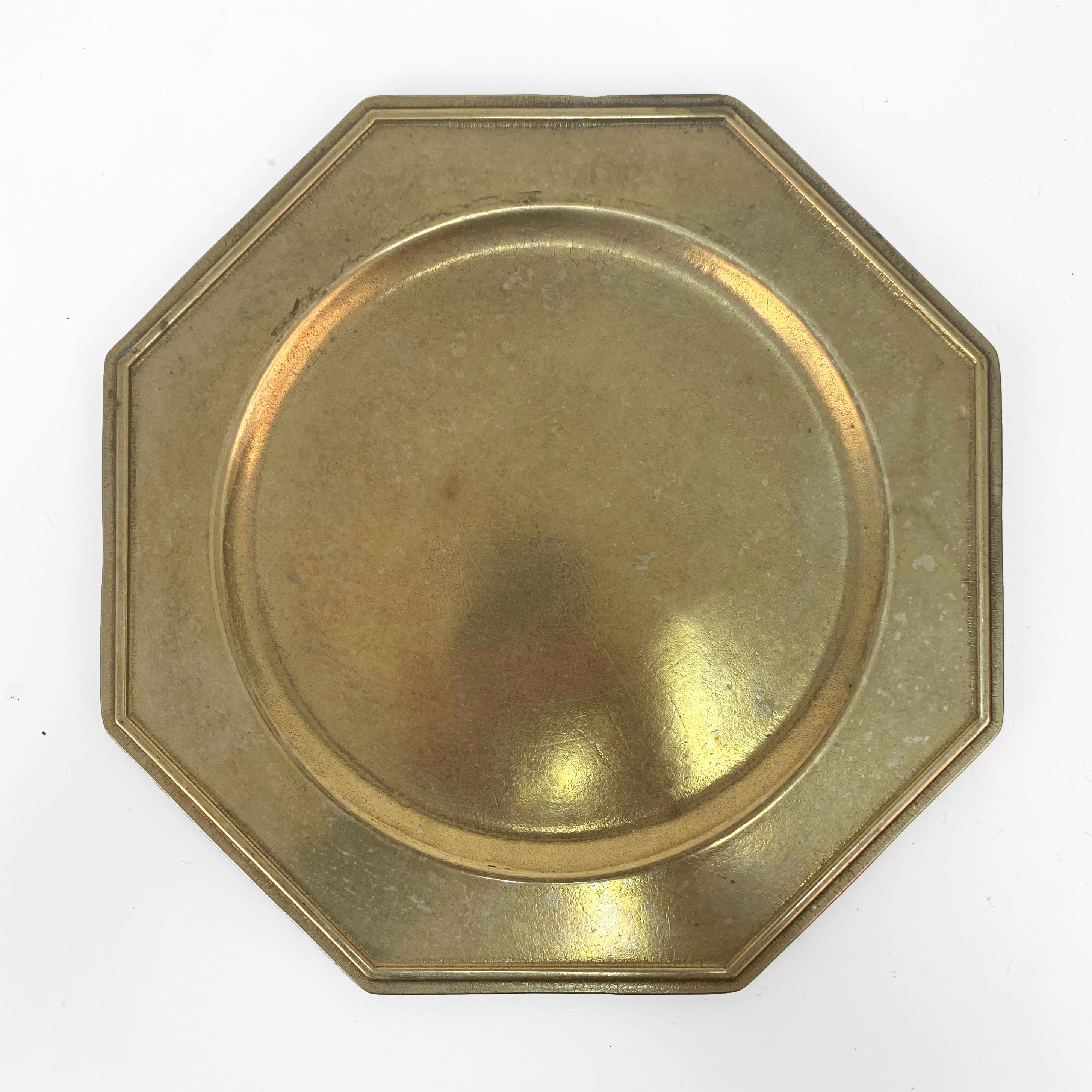 20th Century Eight Brass Service Charger, Sub-Plates Octagonal Shape, Italy, 1960s