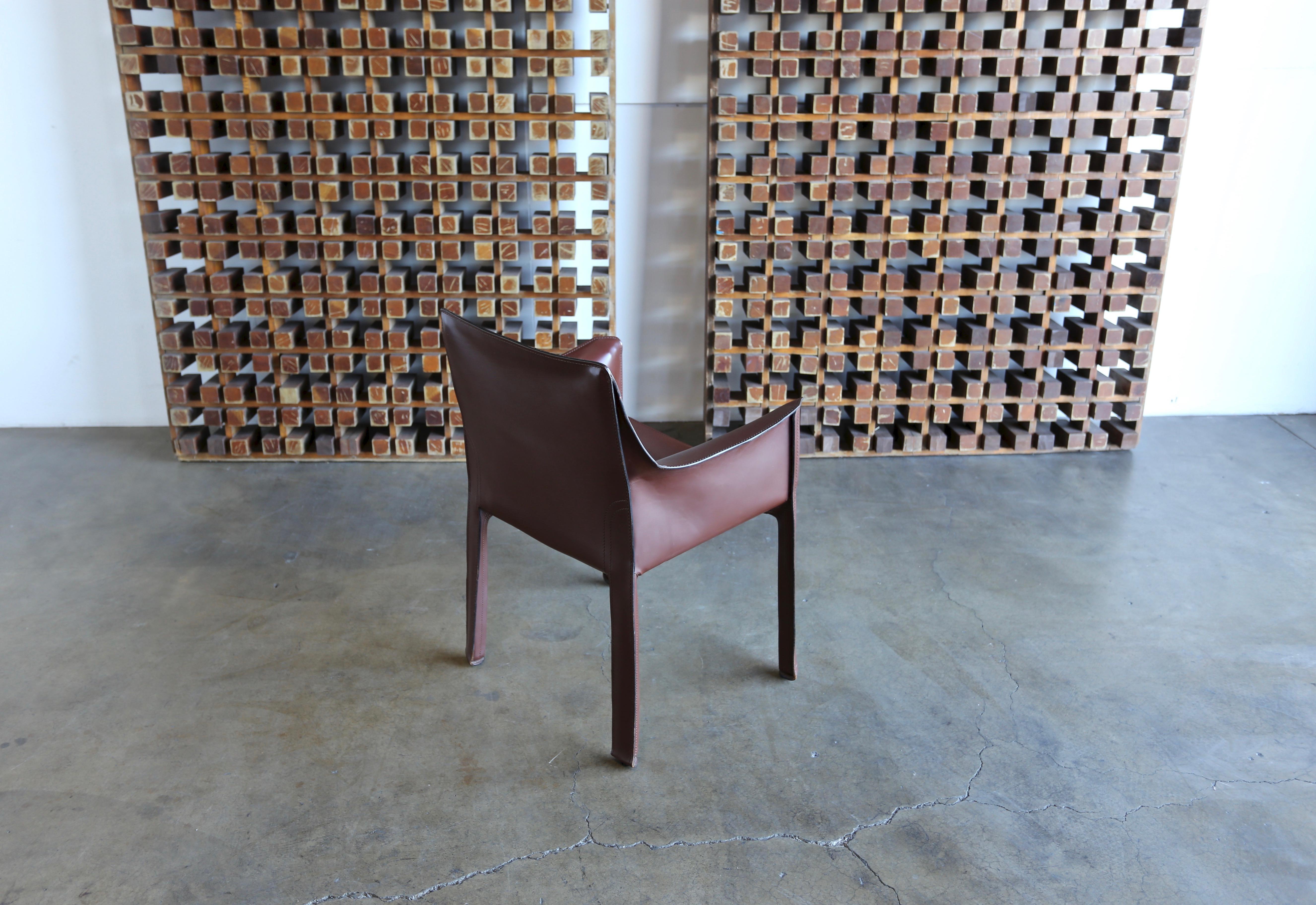 Eight Brown CAB Armchairs by Mario Bellini for Cassina 4