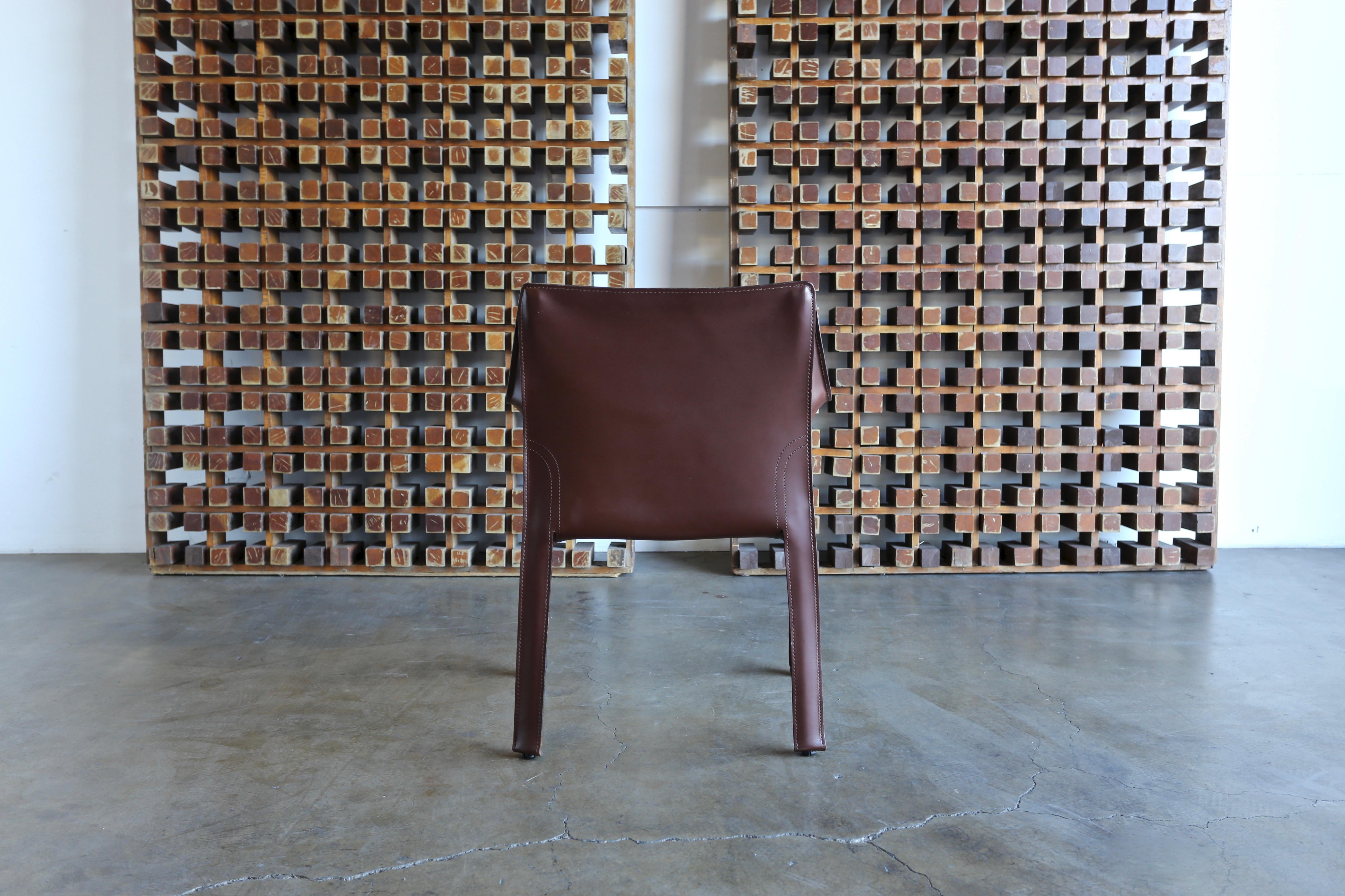 Eight Brown CAB Armchairs by Mario Bellini for Cassina 5