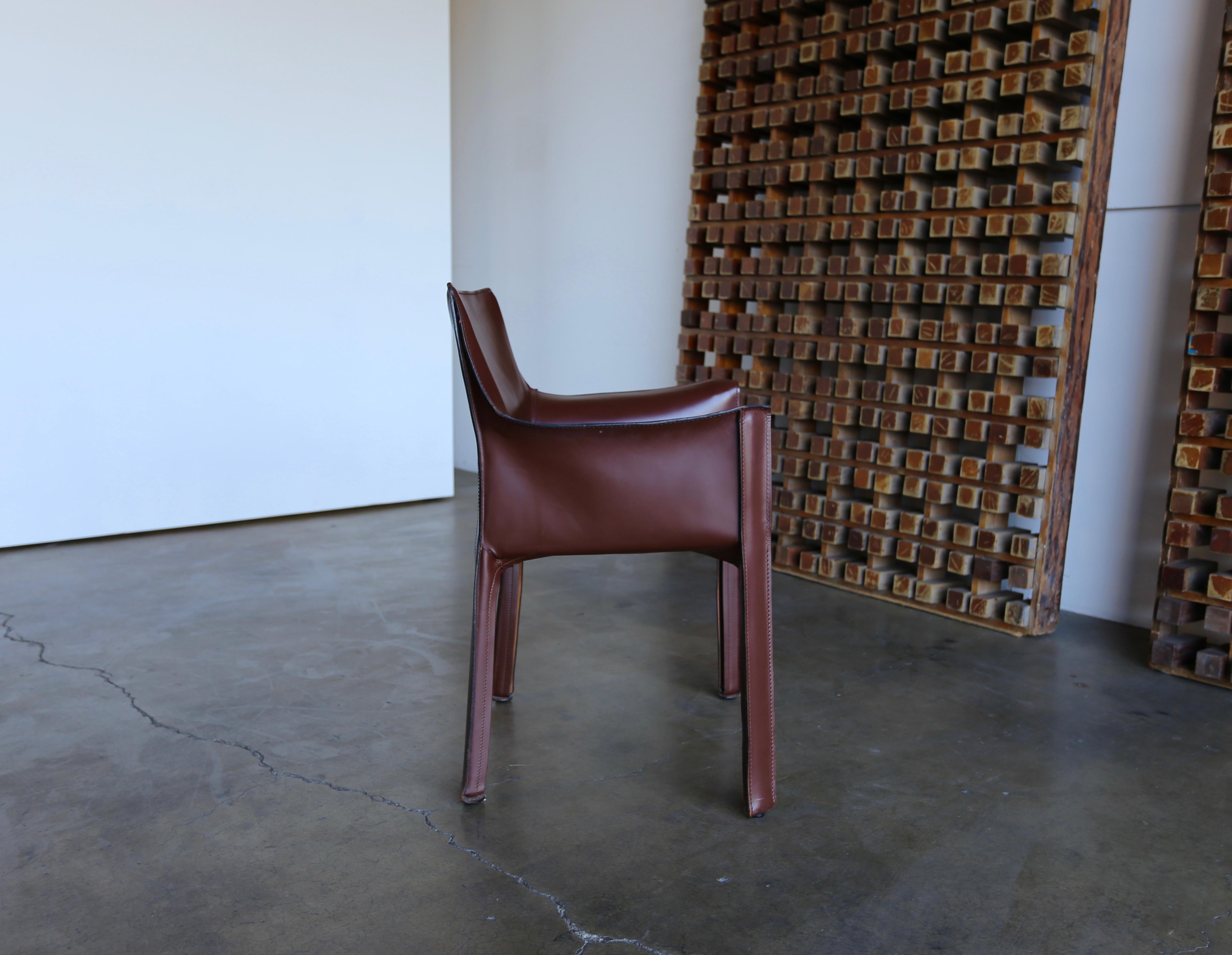Eight Brown CAB Armchairs by Mario Bellini for Cassina 7