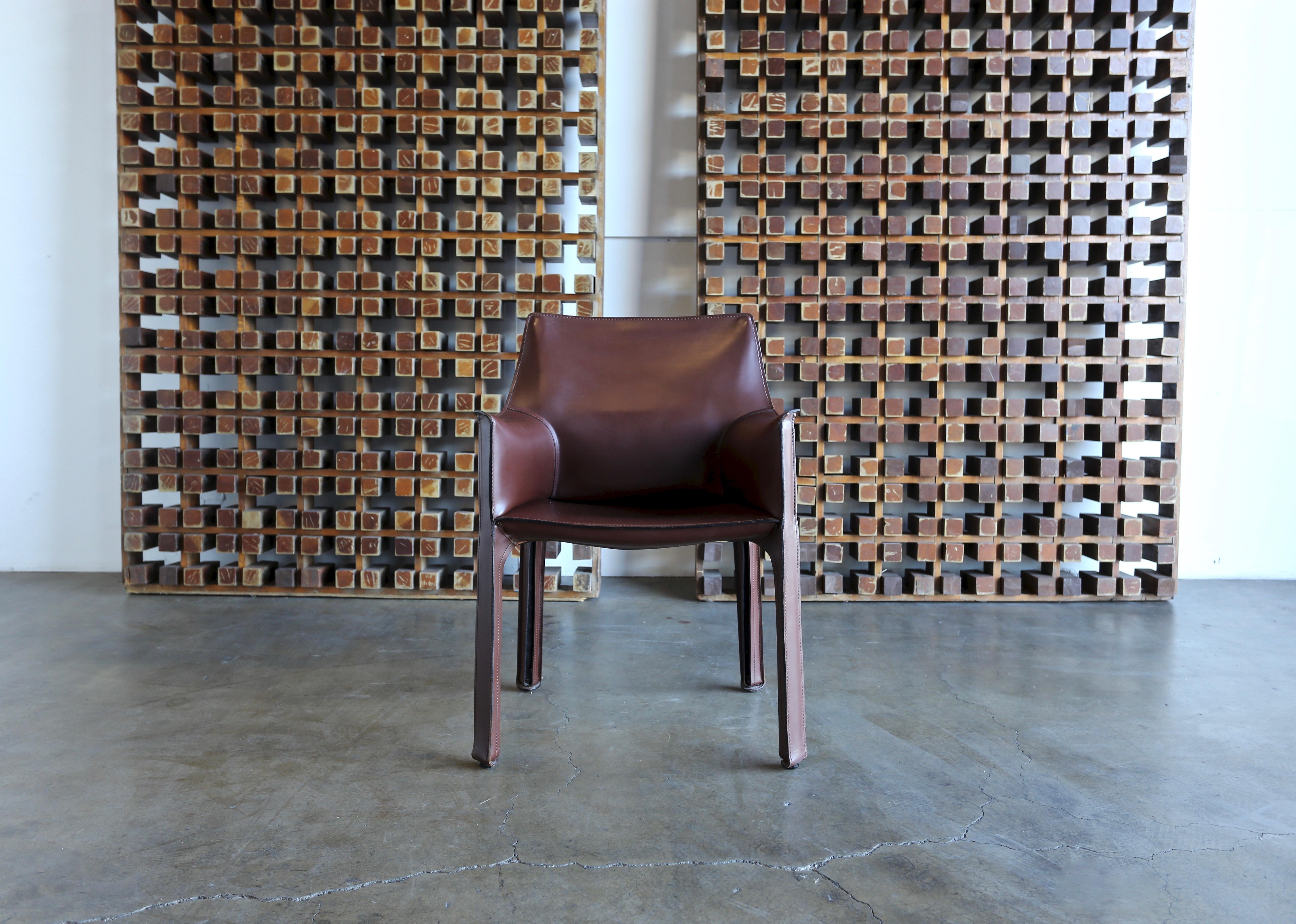 Modern Eight Brown CAB Armchairs by Mario Bellini for Cassina