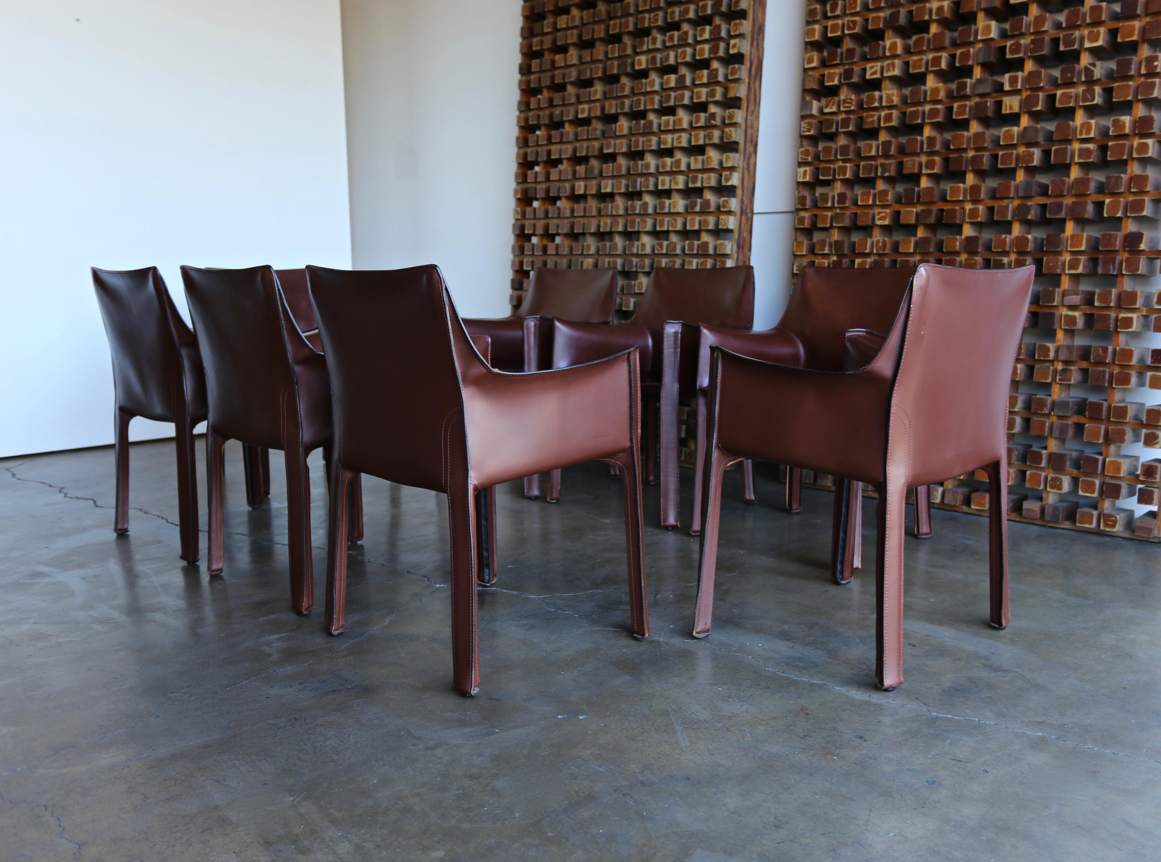 20th Century Eight Brown CAB Armchairs by Mario Bellini for Cassina