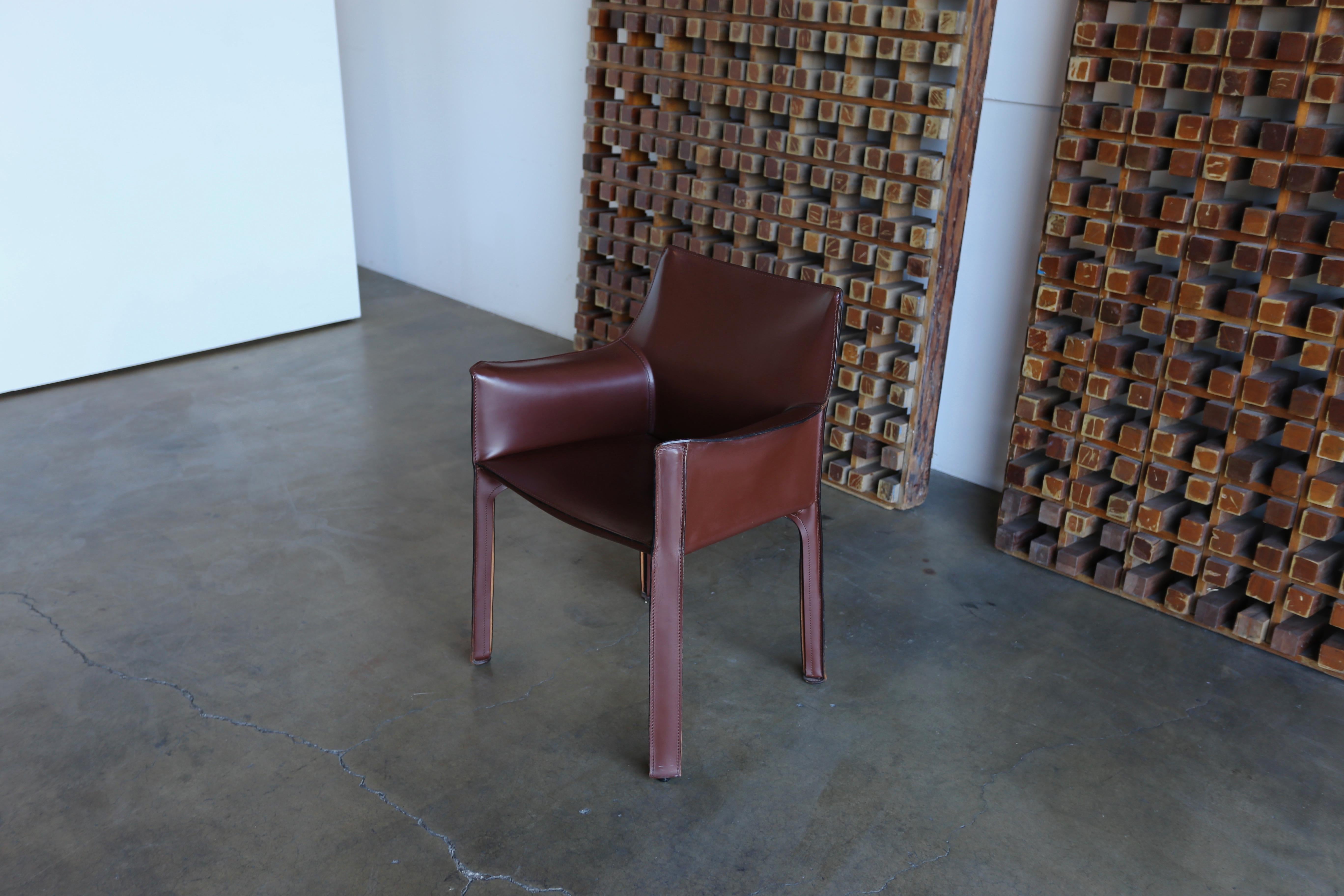 Eight Brown CAB Armchairs by Mario Bellini for Cassina 1