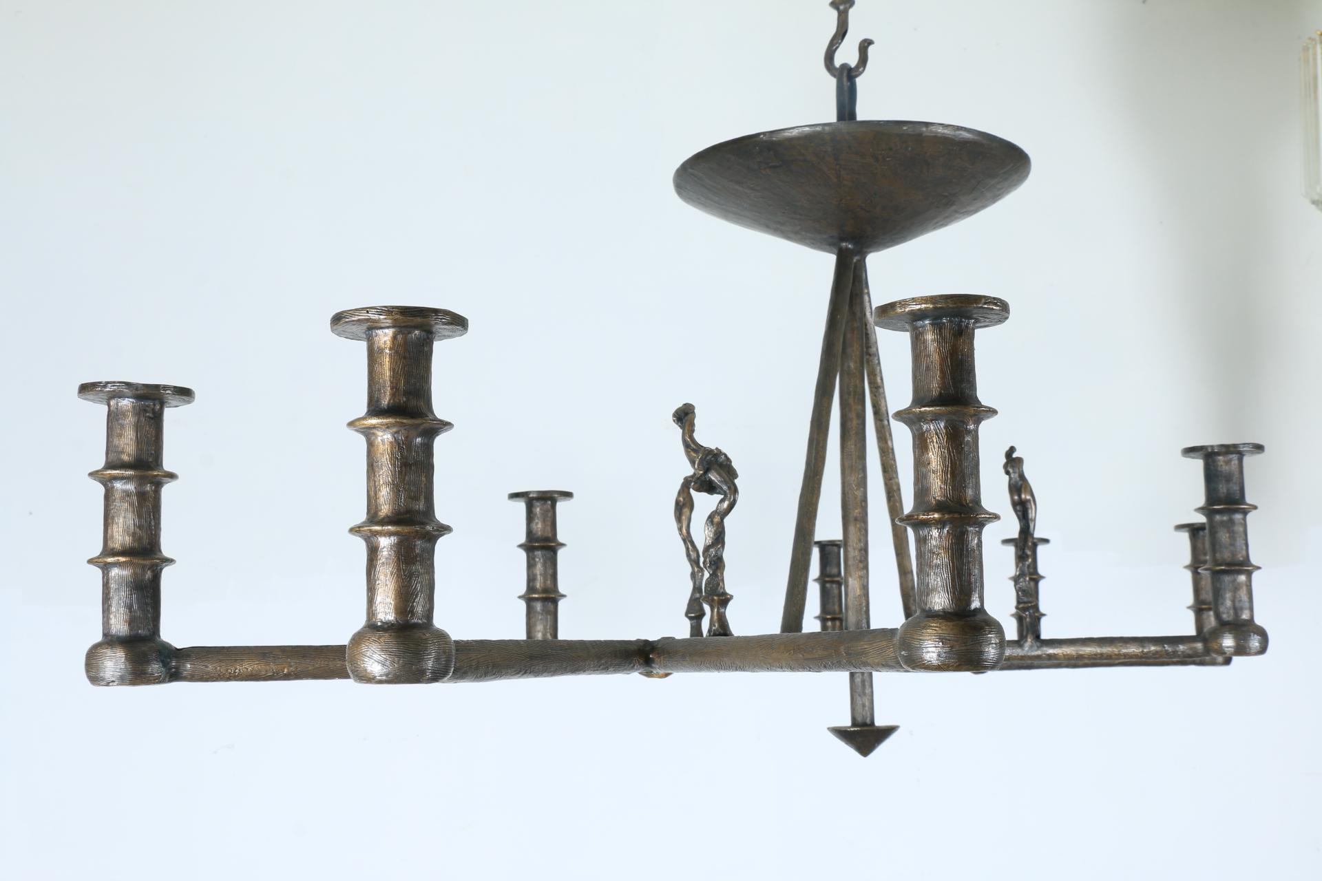 Eight Candles Chandelier by Tom Corbin  In Good Condition For Sale In North Hollywood, CA