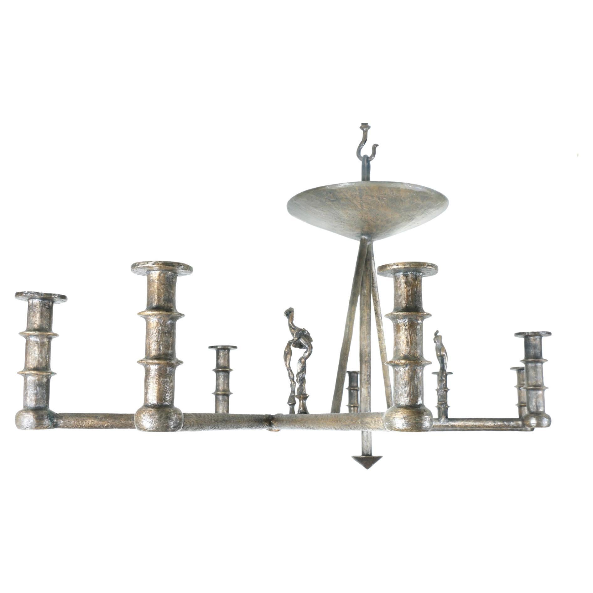 Eight Candles Chandelier by Tom Corbin  For Sale