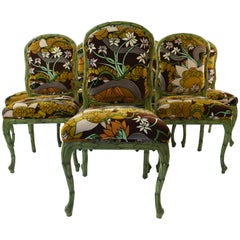 Eight Carved Palm Faux Bois Chairs in the Manner of Serge Roche