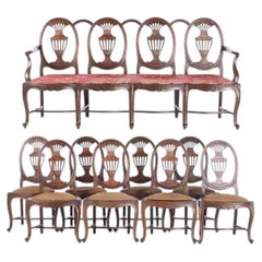 Eight chairs and sofas, King Jose style Queen Maria style pau-oleo wood, 18th C.