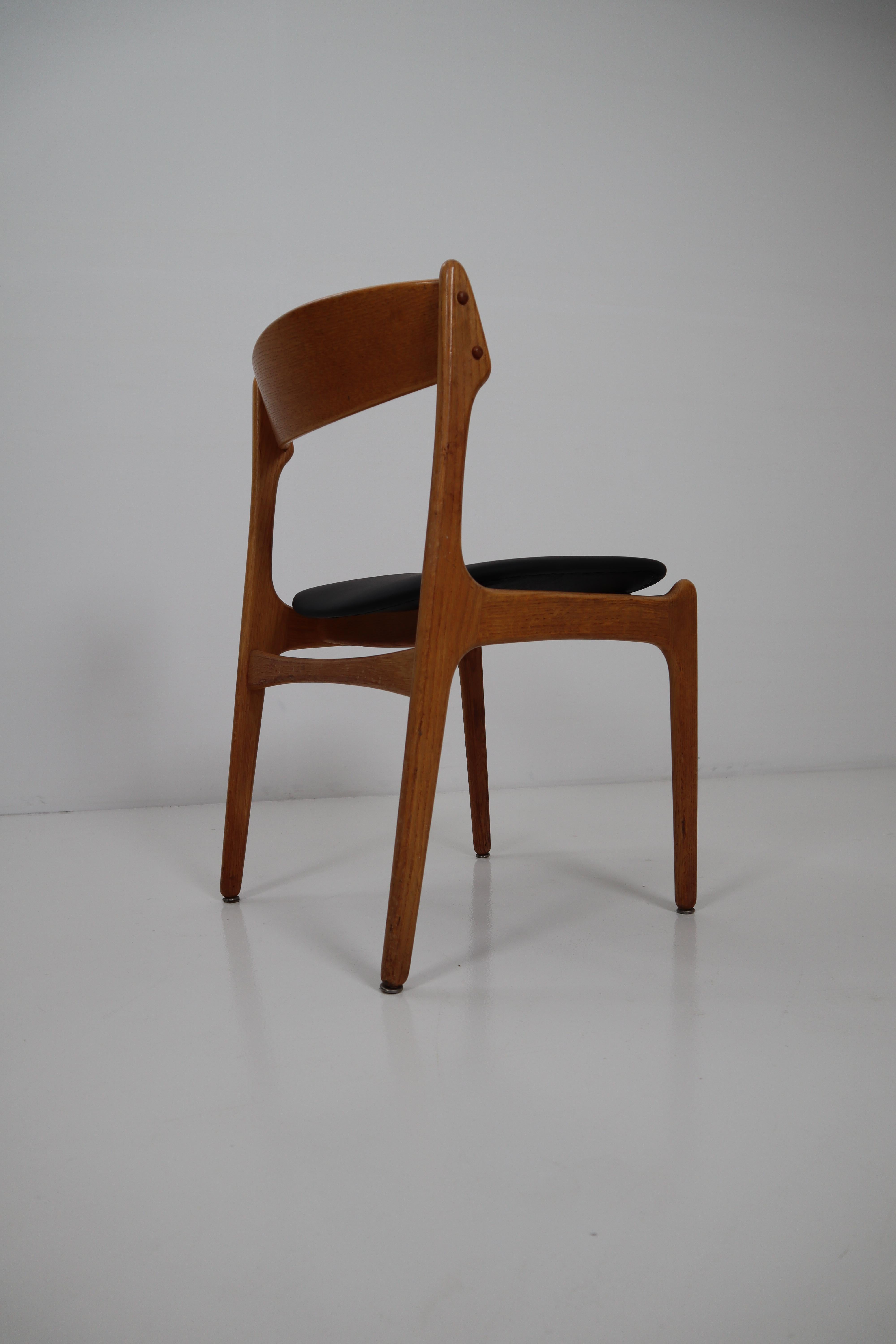Eight Chairs Designed by Erik Buck, Black Leather and Oak by O.D. Mobler 7