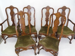 Eight Chairs Dining Chairs Antique, 1880, Walnut With Upholstery