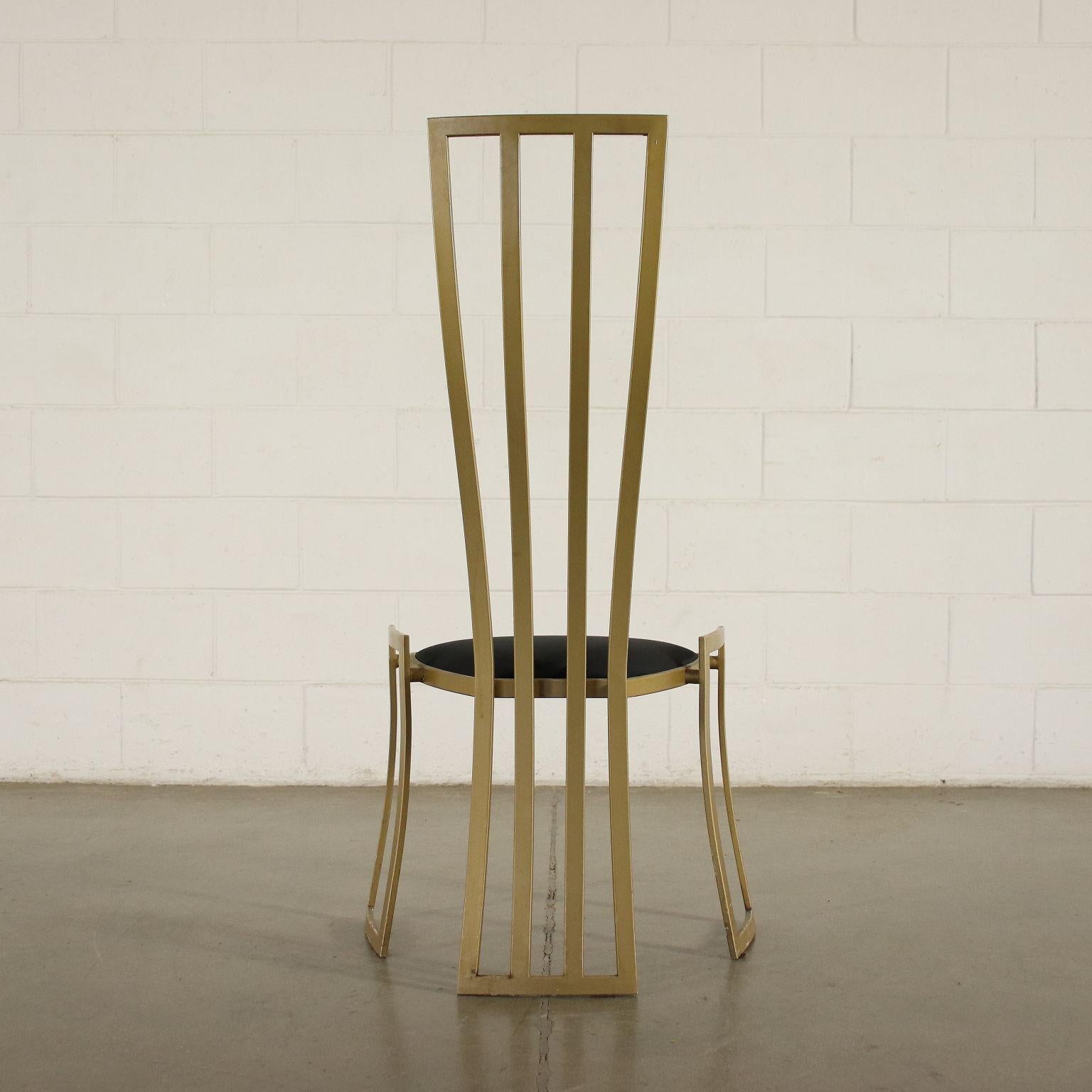 Eight Chairs Marzio Cecchi Enamelled Metal Foam Velvet, Italy, 1980s 3