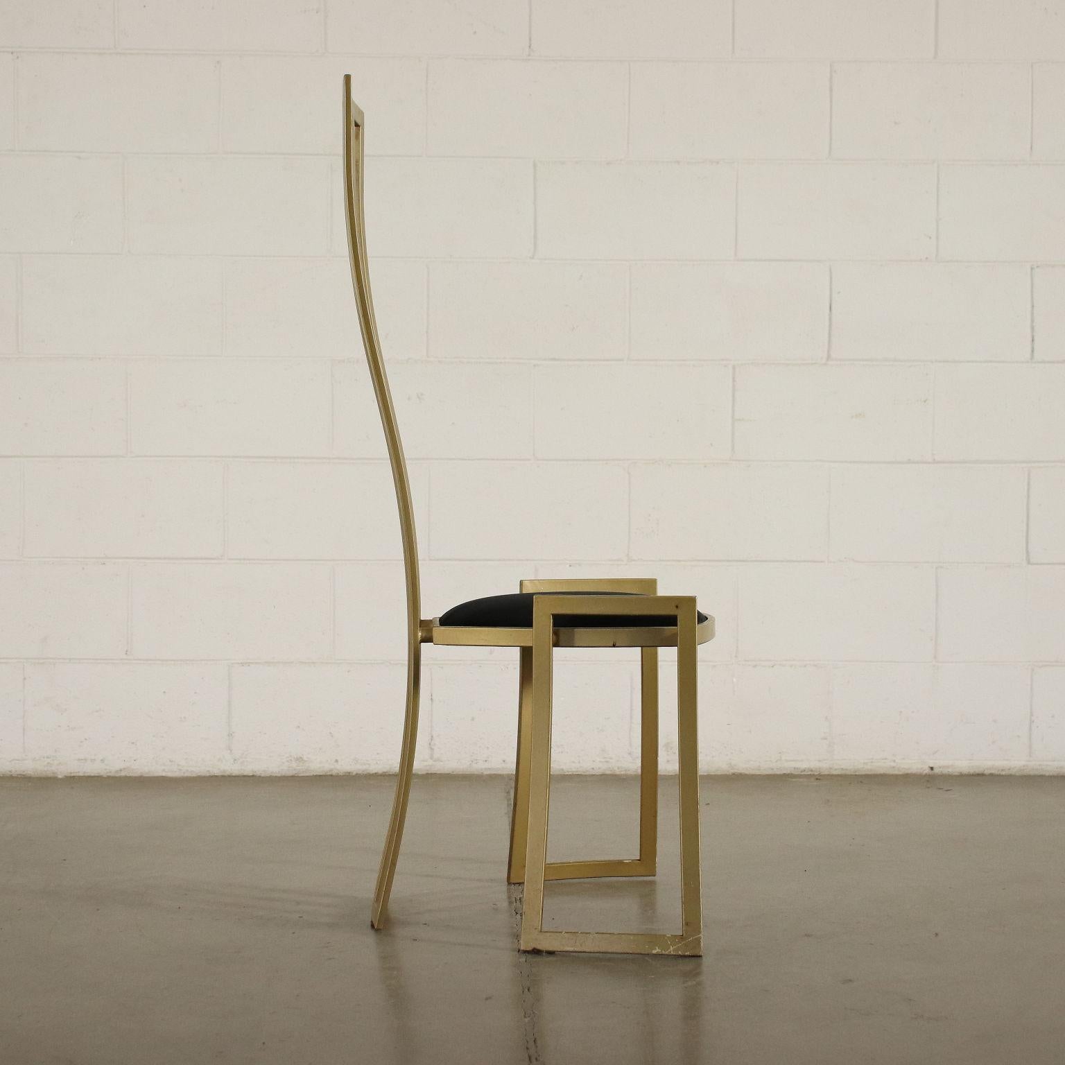 Mid-Century Modern Eight Chairs Marzio Cecchi Enamelled Metal Foam Velvet, Italy, 1980s