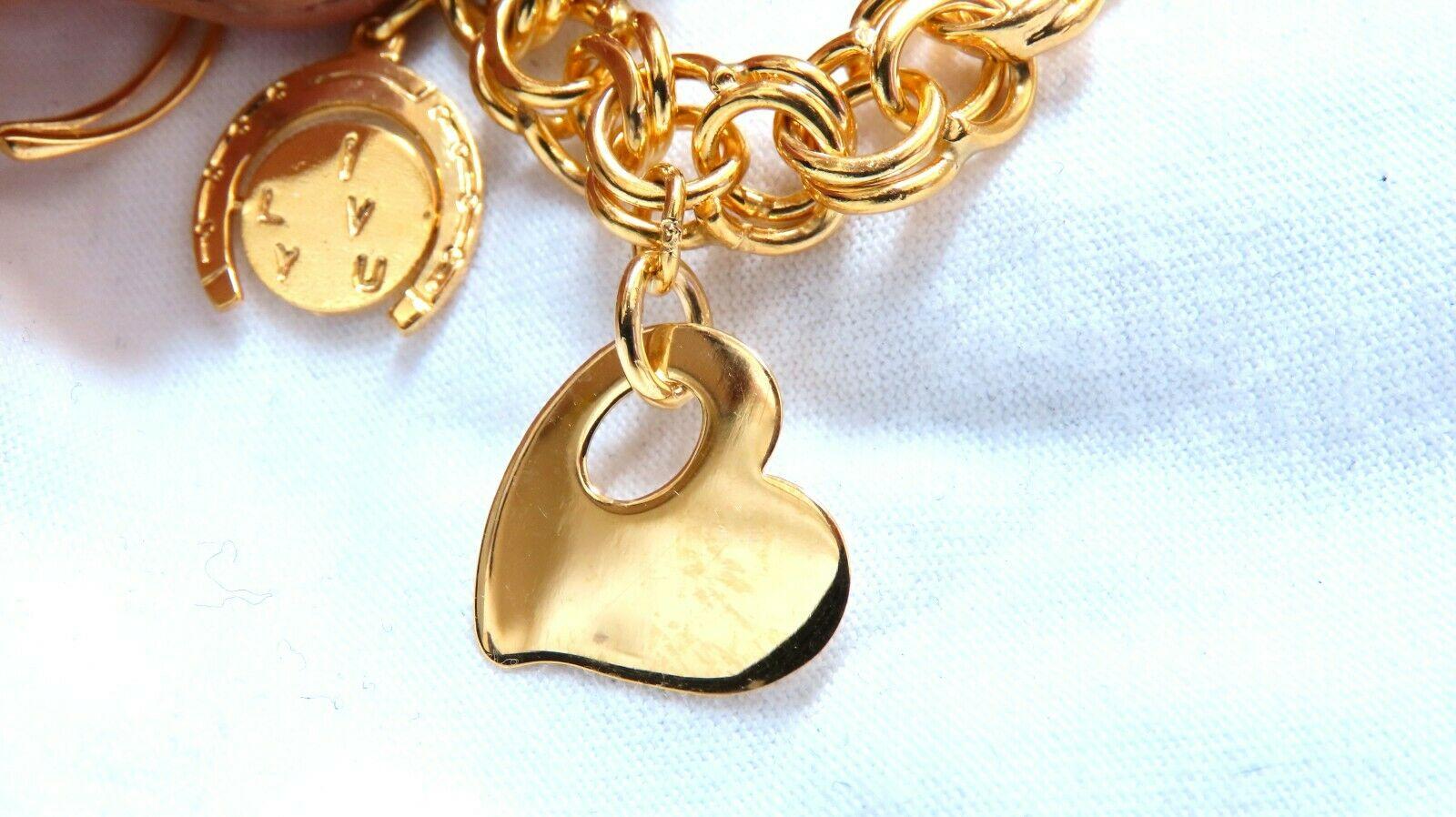 Eight Charms Link Bracelet 14kt Gold 43gm For Sale 4