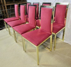 Eight Chrome and Brass Dining Chairs Attributed to Romeo Rega