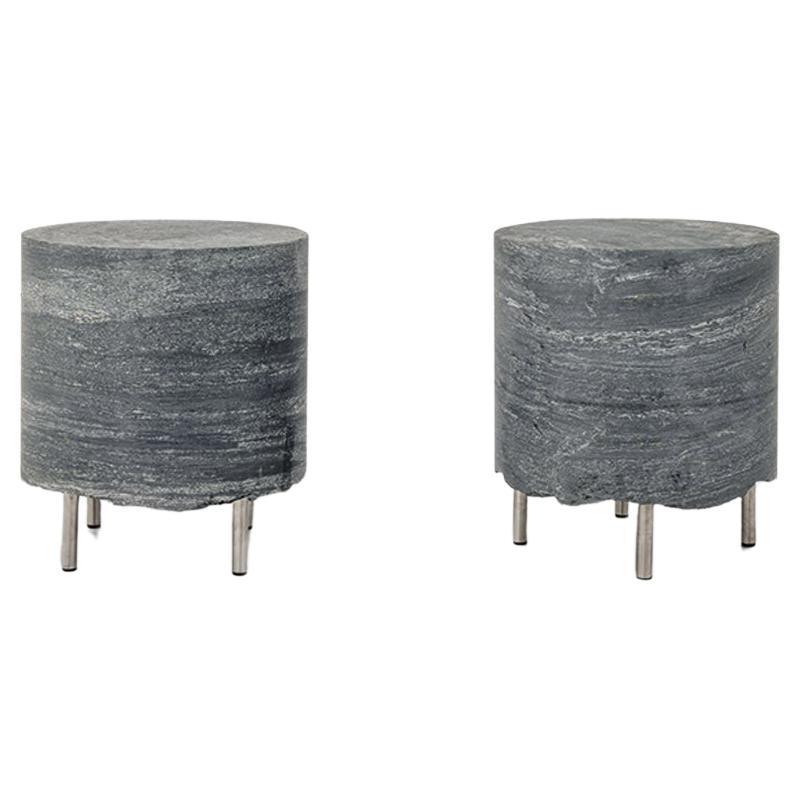 Eight Contemporary Marble Outdoor Stools by Sam Chermayeff Outdoor Kitchen For Sale