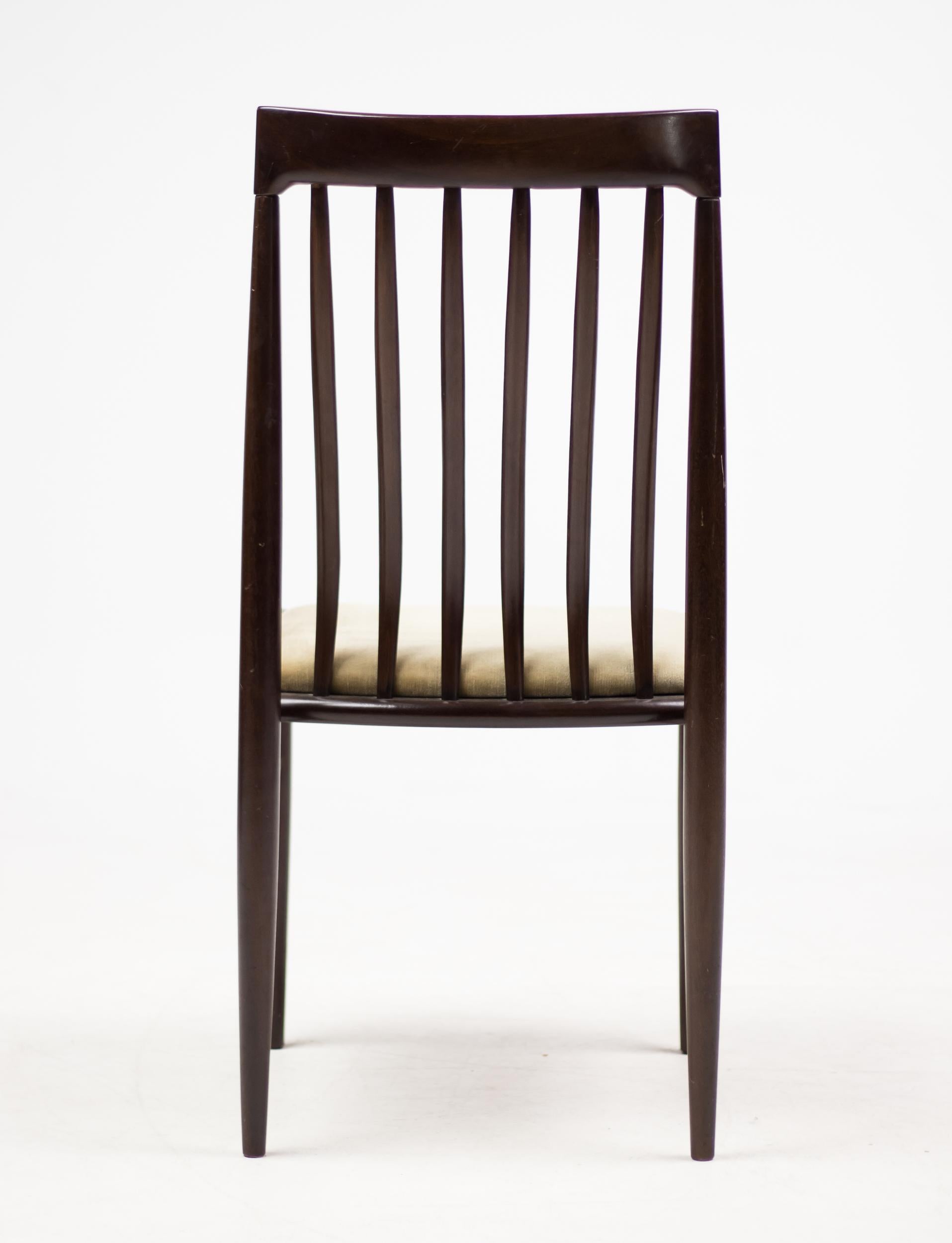 Velvet Eight Danish Dining Chairs by H.W. Klein in Mahogany