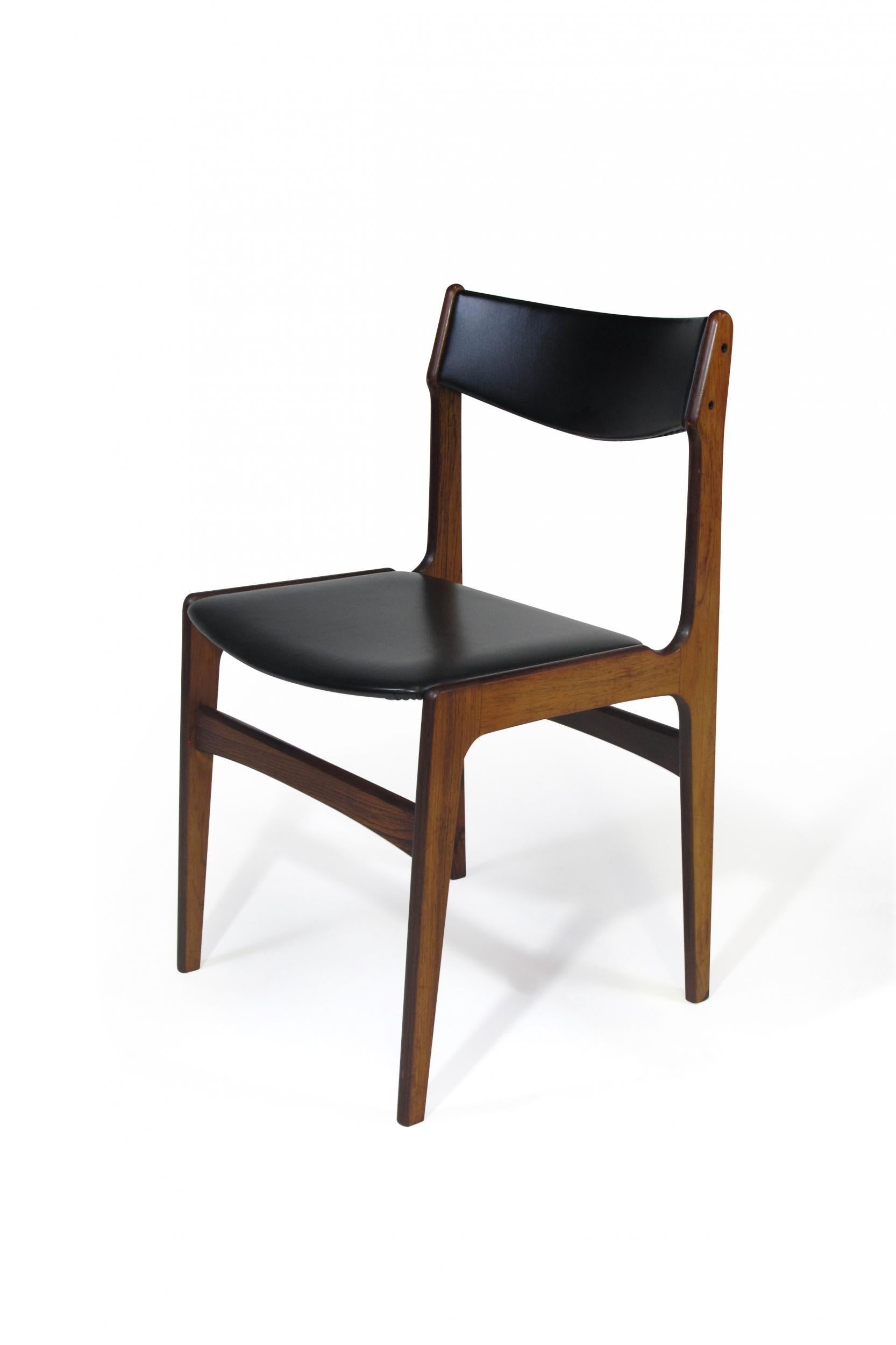 Oiled Eight Danish Rosewood Dining Chairs in Black Vinyl
