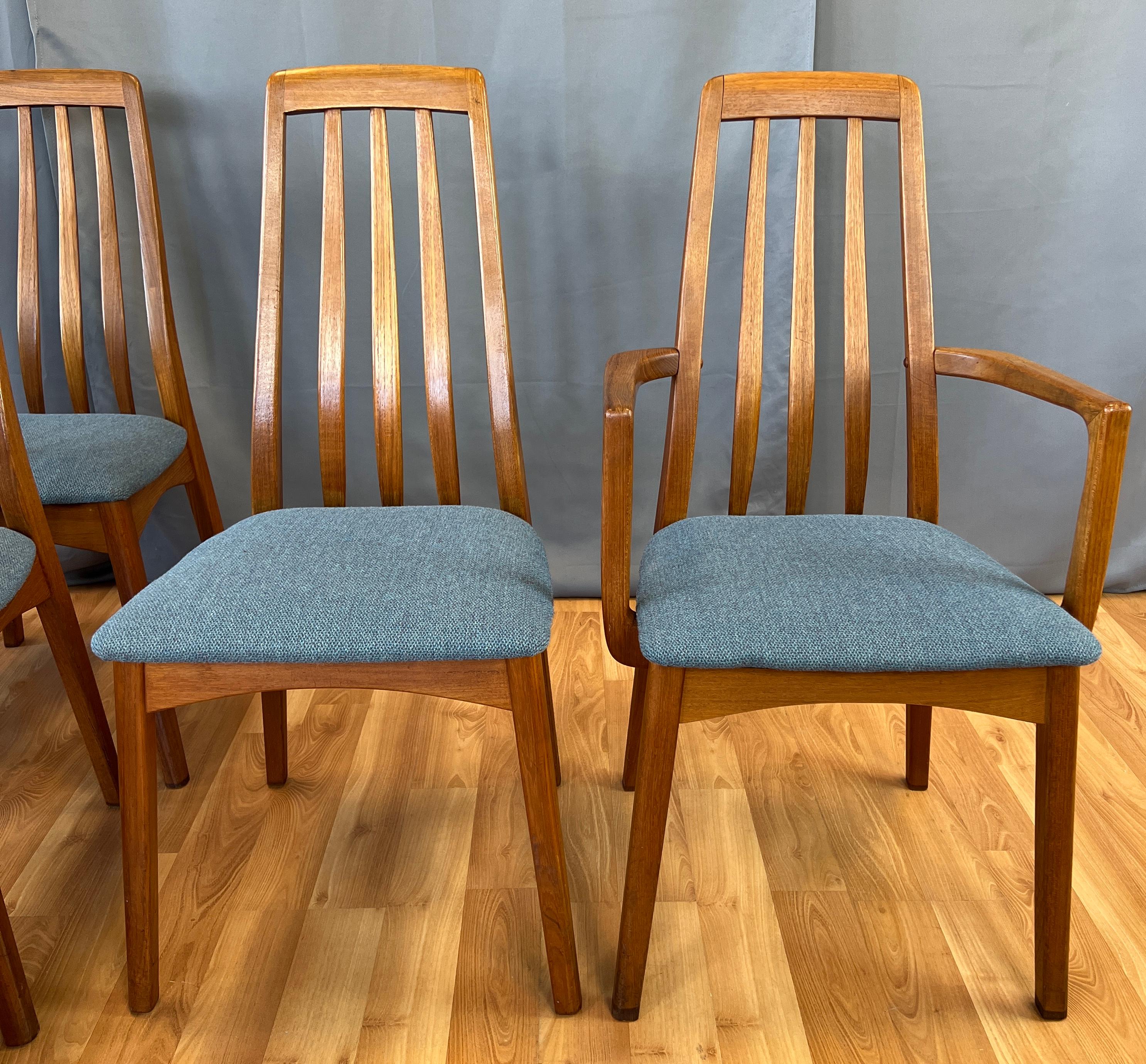 Eight Danish Style Rail-back High Back Teak Dining Chairs by Benny Linden  3