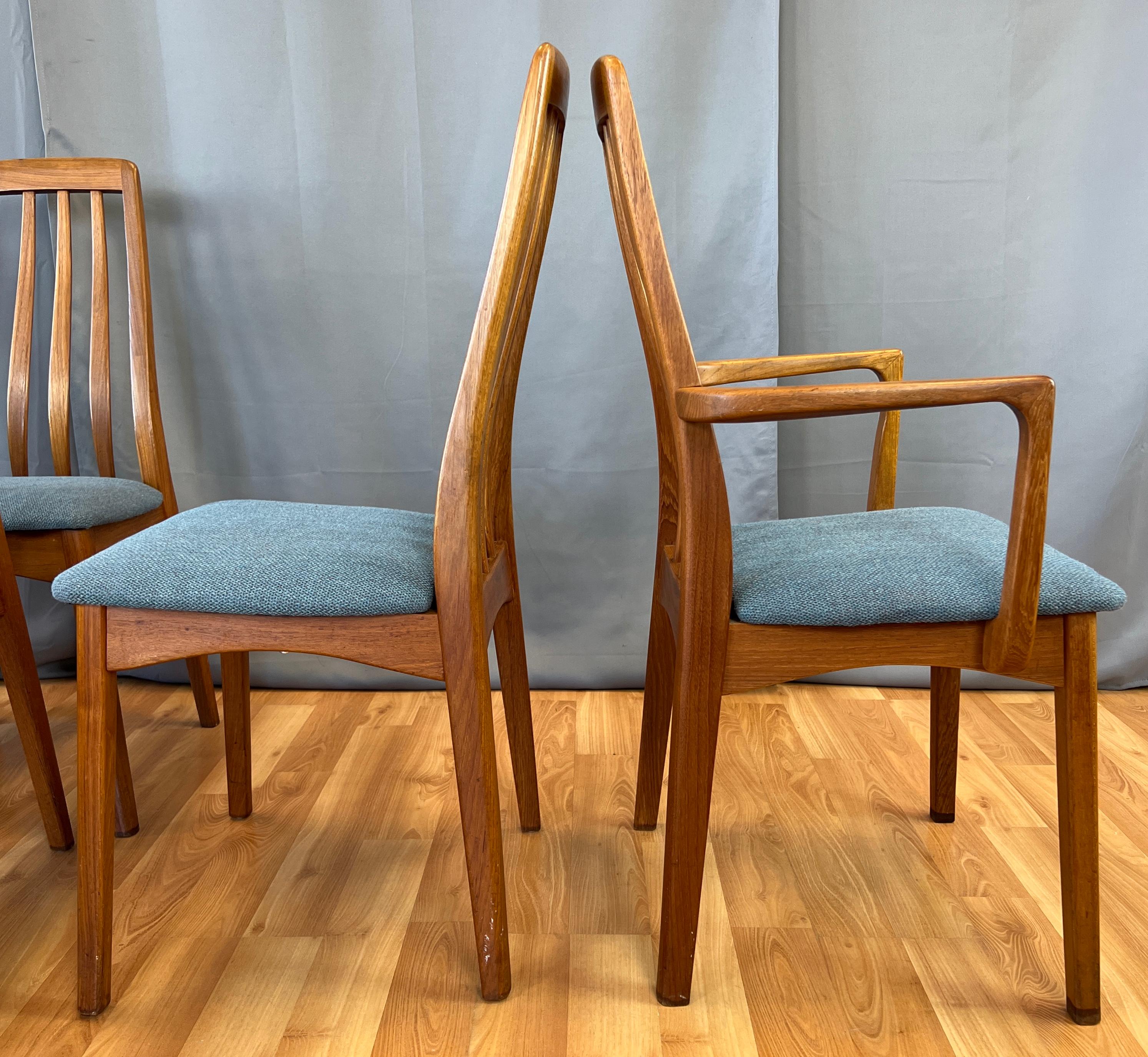 Eight Danish Style Rail-back High Back Teak Dining Chairs by Benny Linden  4
