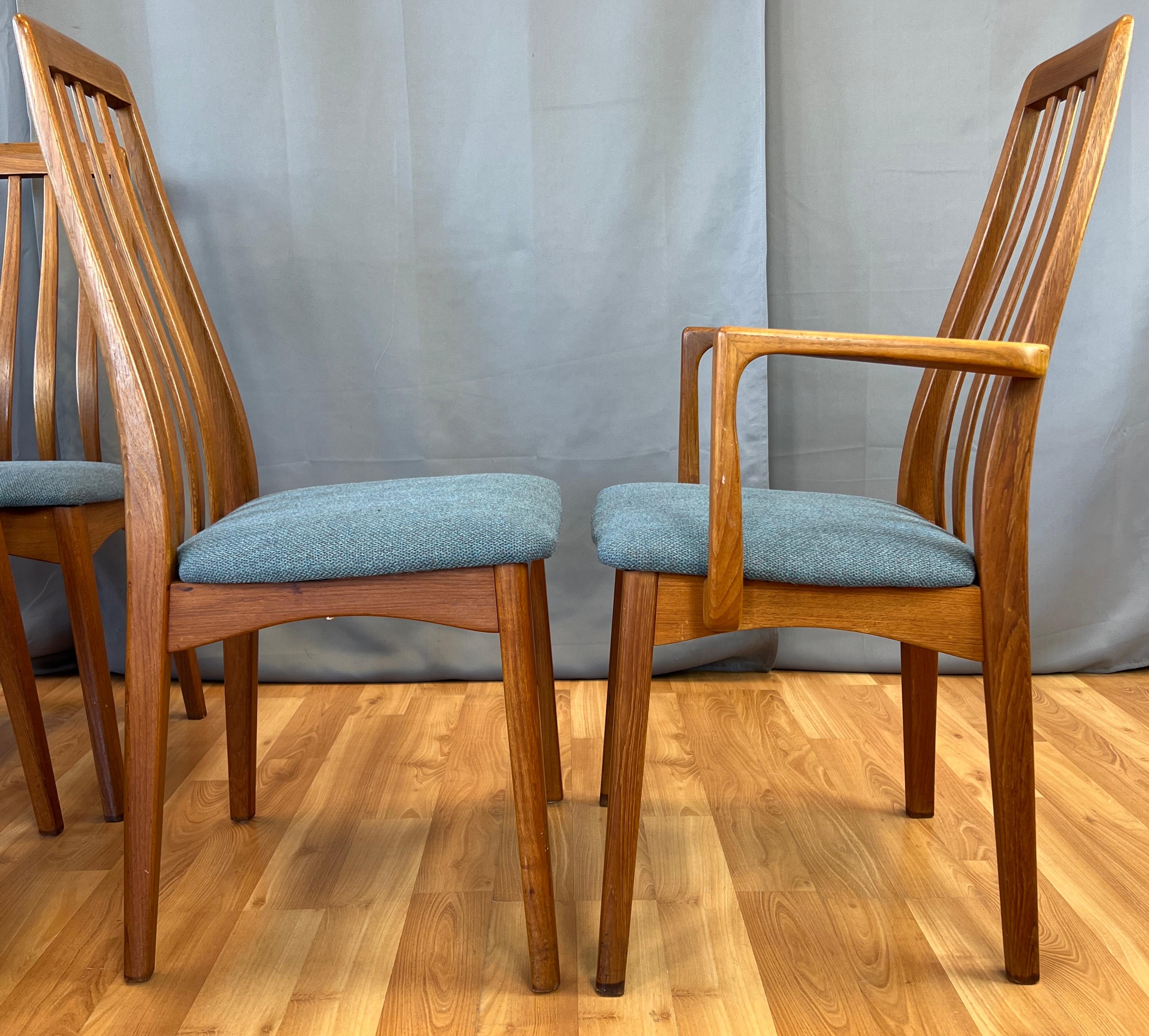 Eight Danish Style Rail-back High Back Teak Dining Chairs by Benny Linden  6