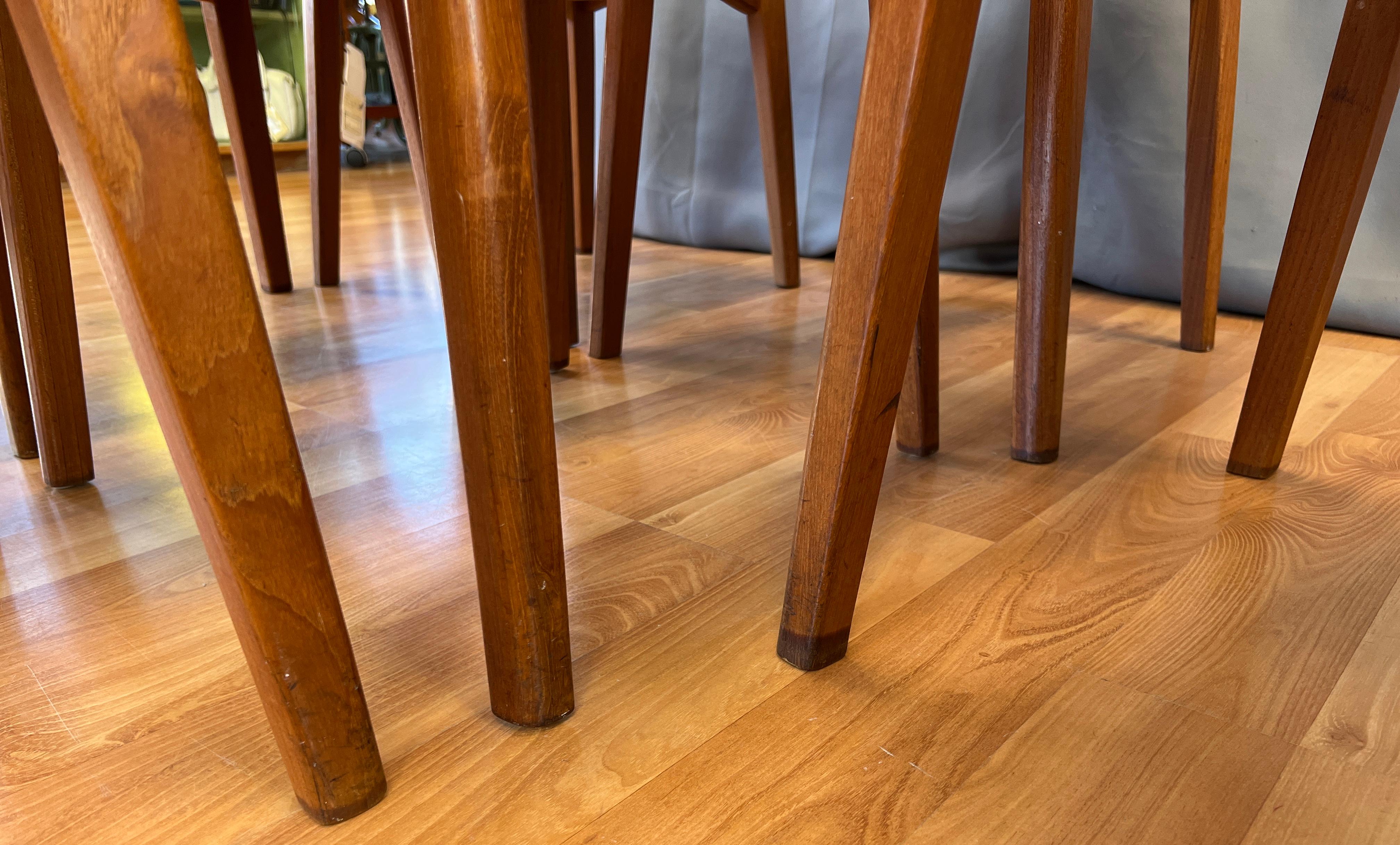 Eight Danish Style Rail-back High Back Teak Dining Chairs by Benny Linden 9