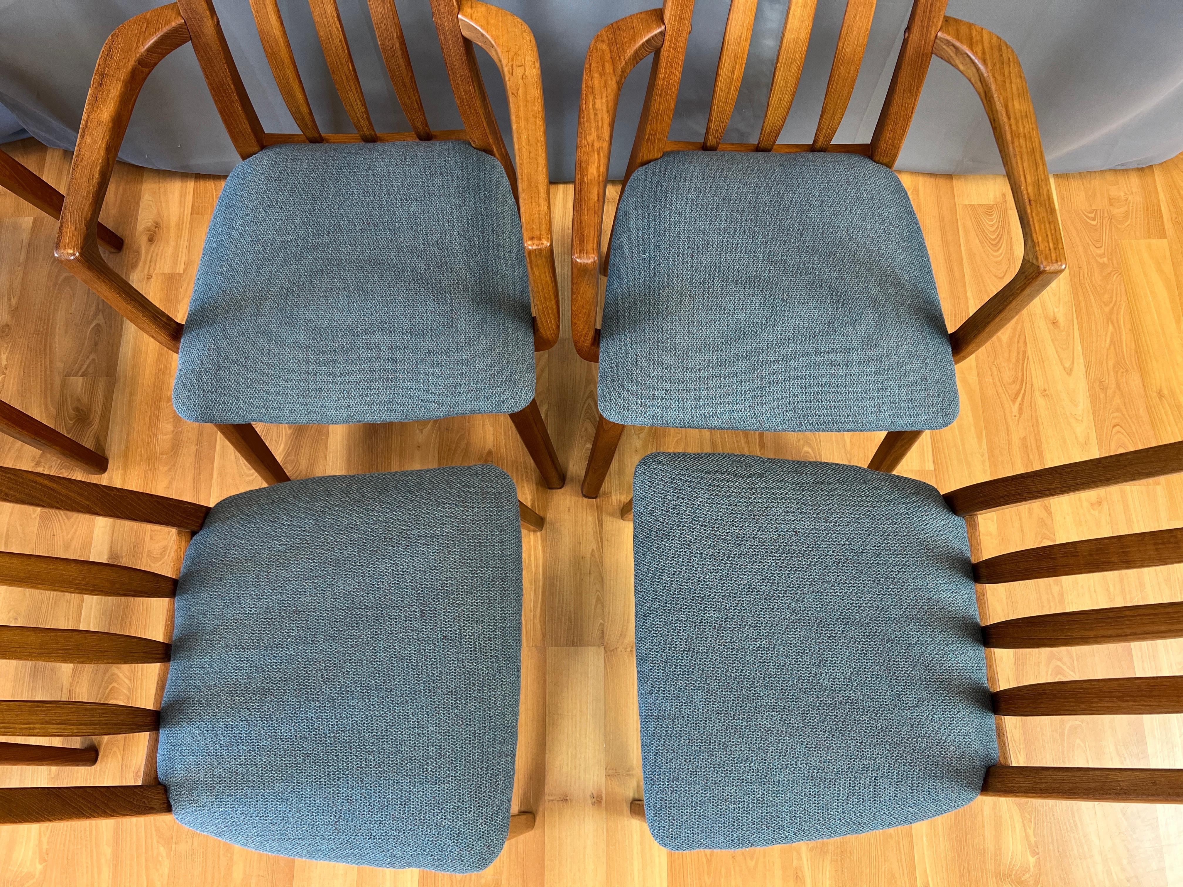 Thai Eight Danish Style Rail-back High Back Teak Dining Chairs by Benny Linden 
