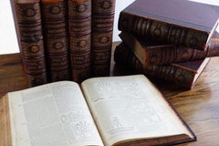 Eight Decorative 19th Century Antique Leather Bound Display Books