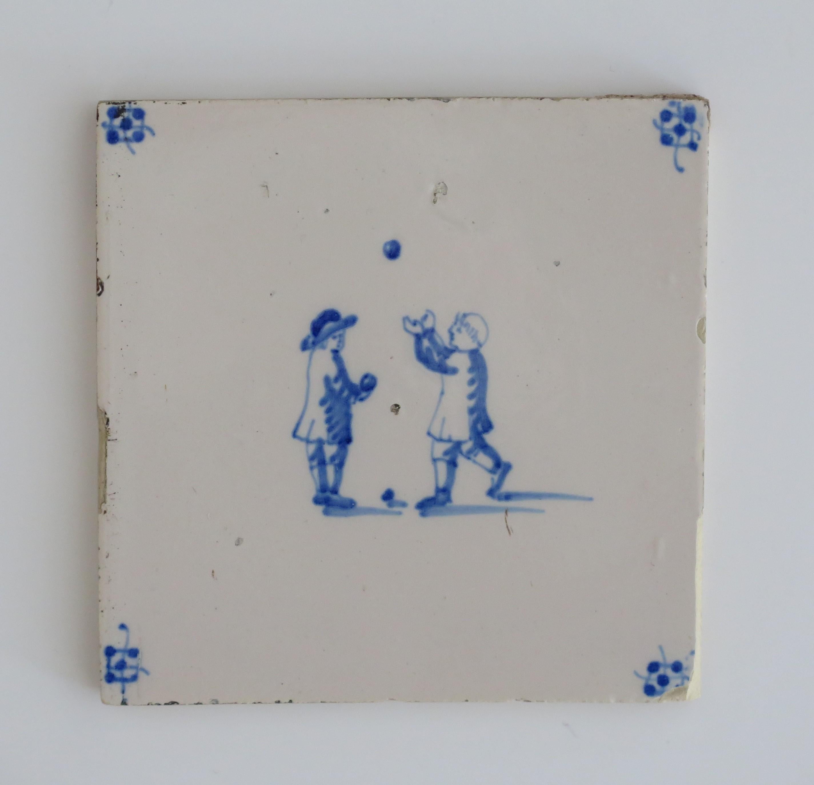 Eight Delft Blue and White Tiles All Hand Painted, Dutch 19th Century 8