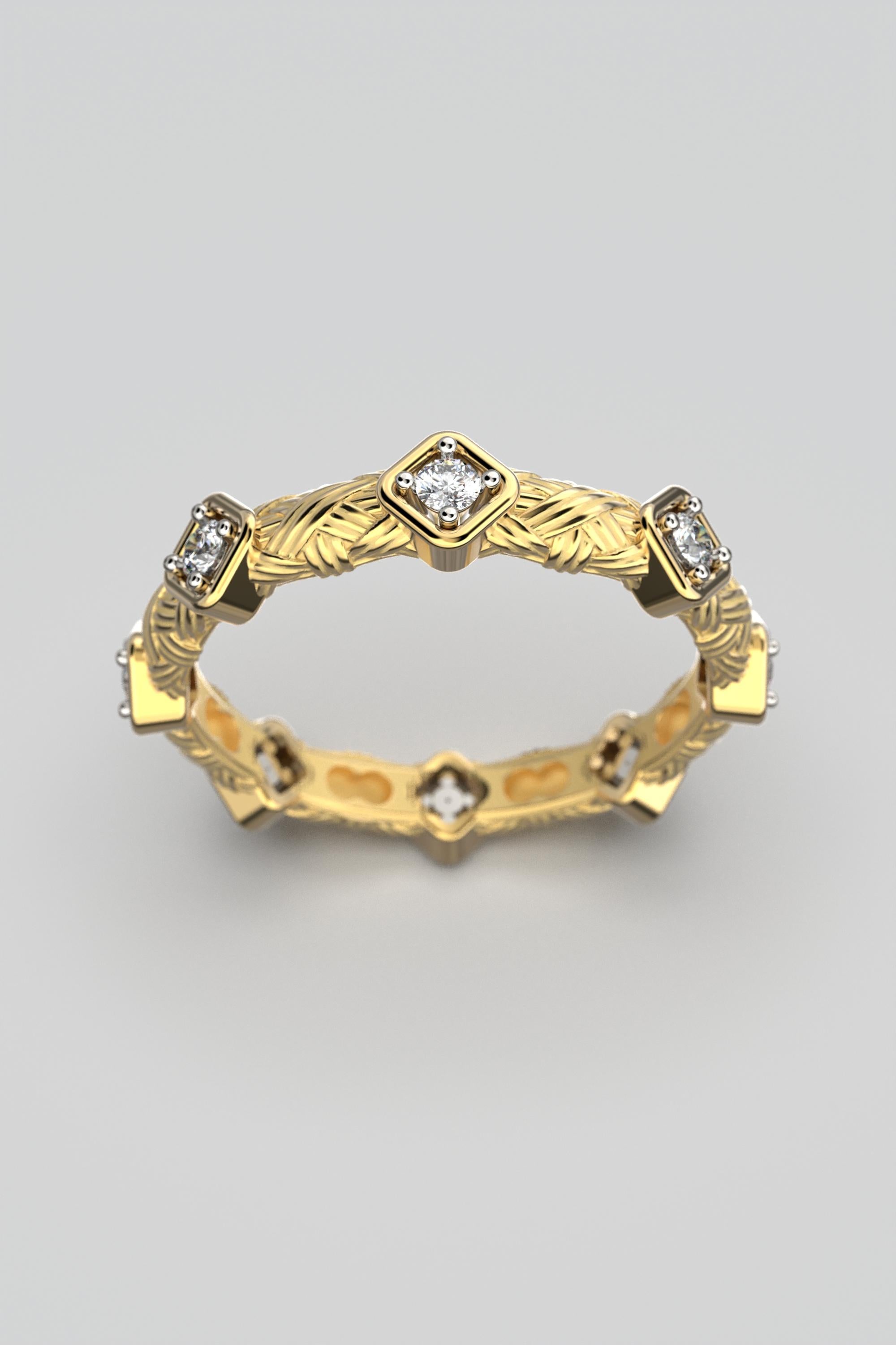 For Sale:  Eight  Diamond 18k Gold Band Ring Made in Italy by Oltremare Gioielli 2
