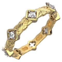 Eight  Diamond 18k Gold Band Ring Made in Italy by Oltremare Gioielli